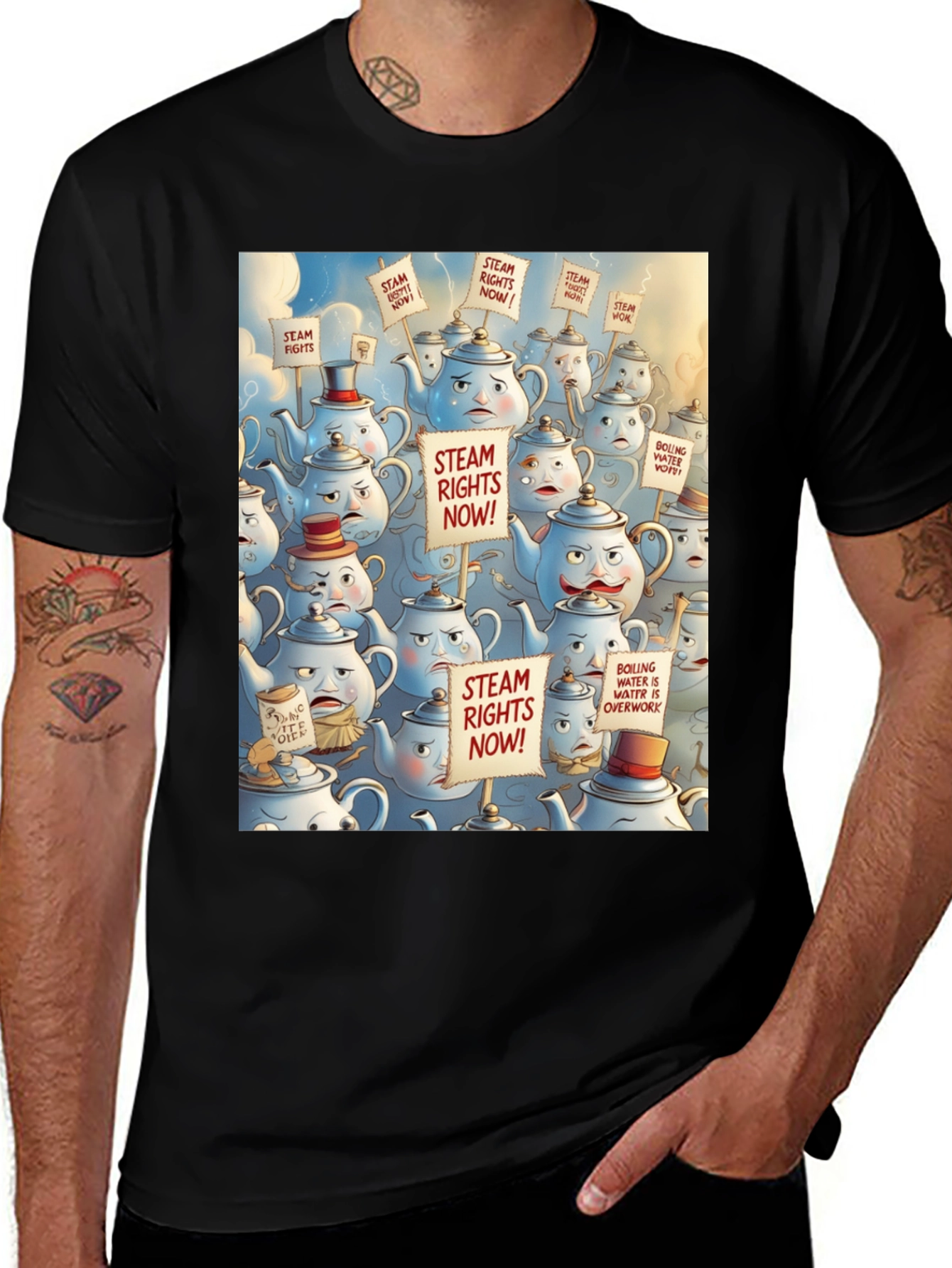 Steam Rights Teapot Protest T-Shirt - Unique Graphic Tee