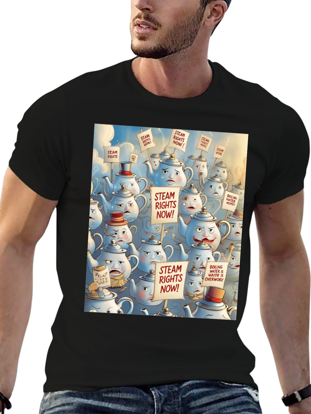 Steam Rights Teapot Protest T-Shirt - Unique Graphic Tee