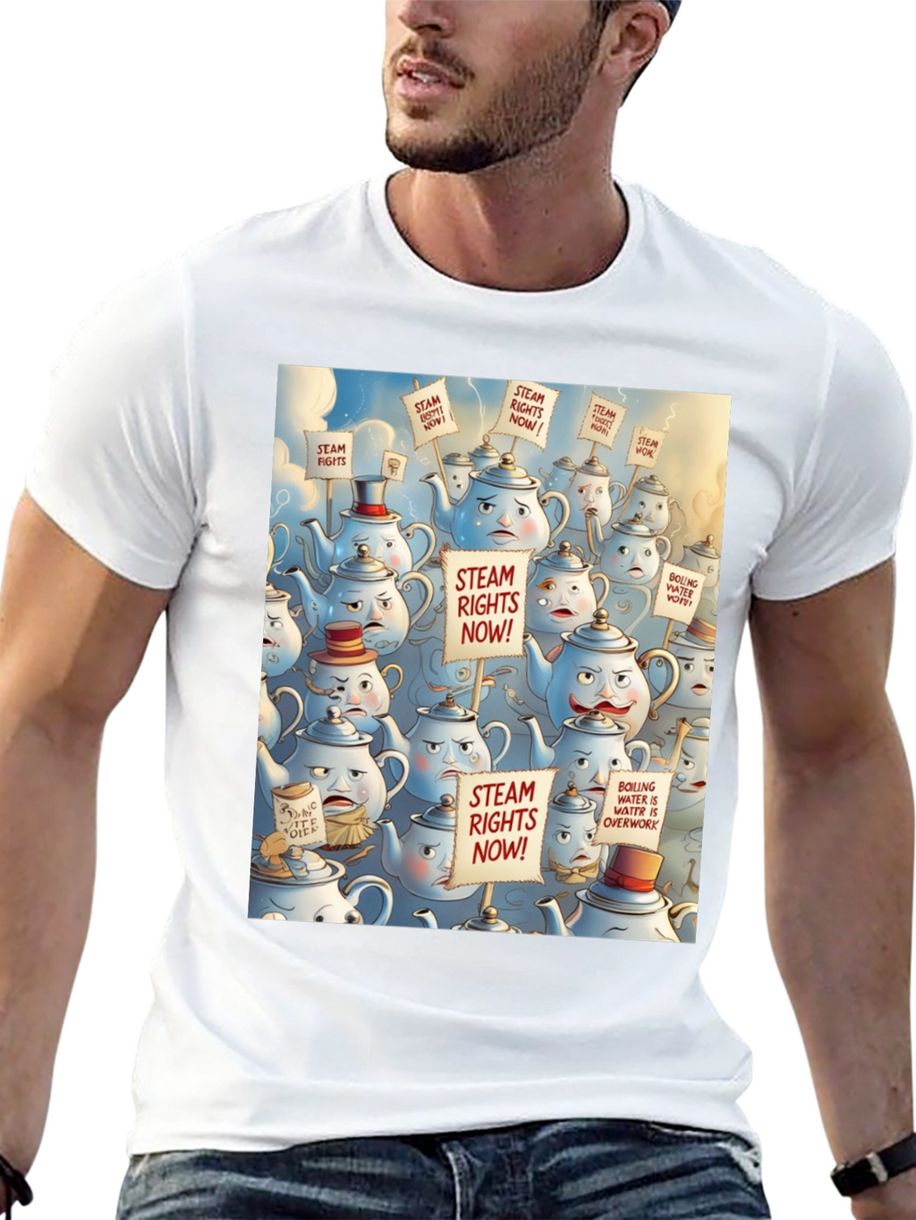 Steam Rights Teapot Protest T-Shirt - Unique Graphic Tee
