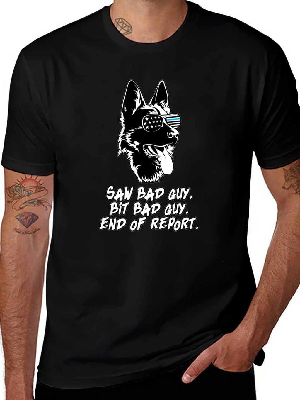 K9 Unit T-Shirt Saw Bad Guy Dog Design