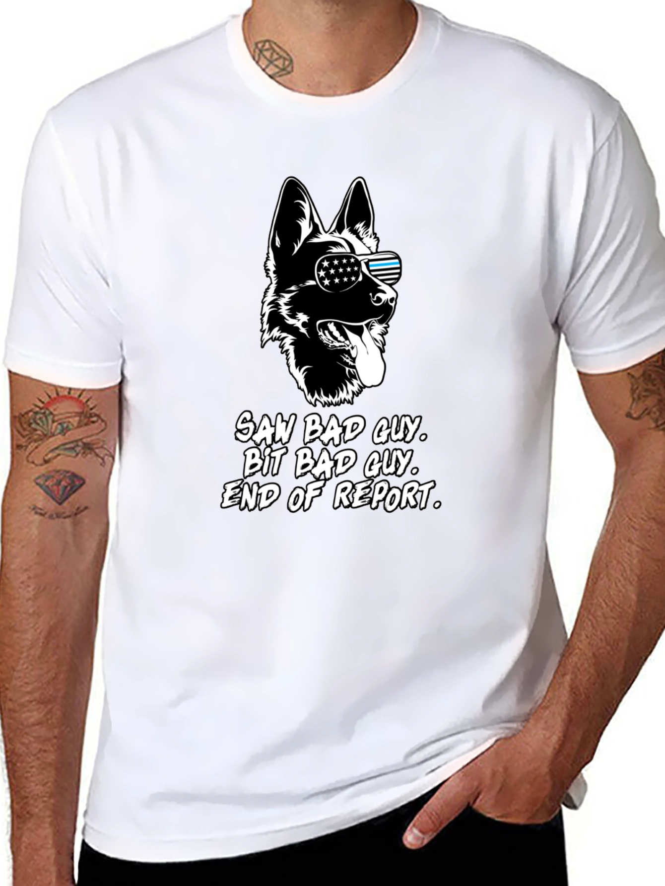 K9 Unit T-Shirt Saw Bad Guy Dog Design