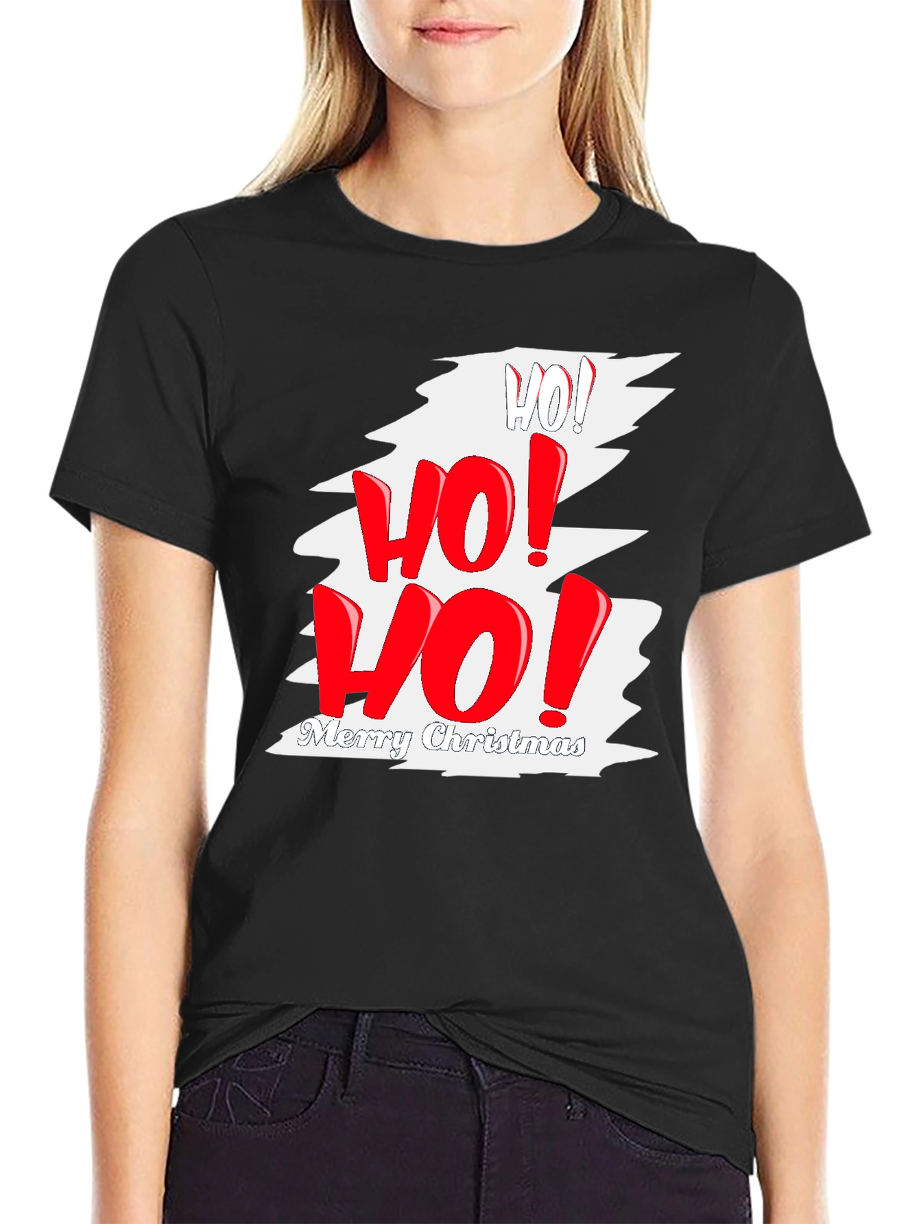 Ho! Ho! Ho! Merry Christmas Black Graphic Tee