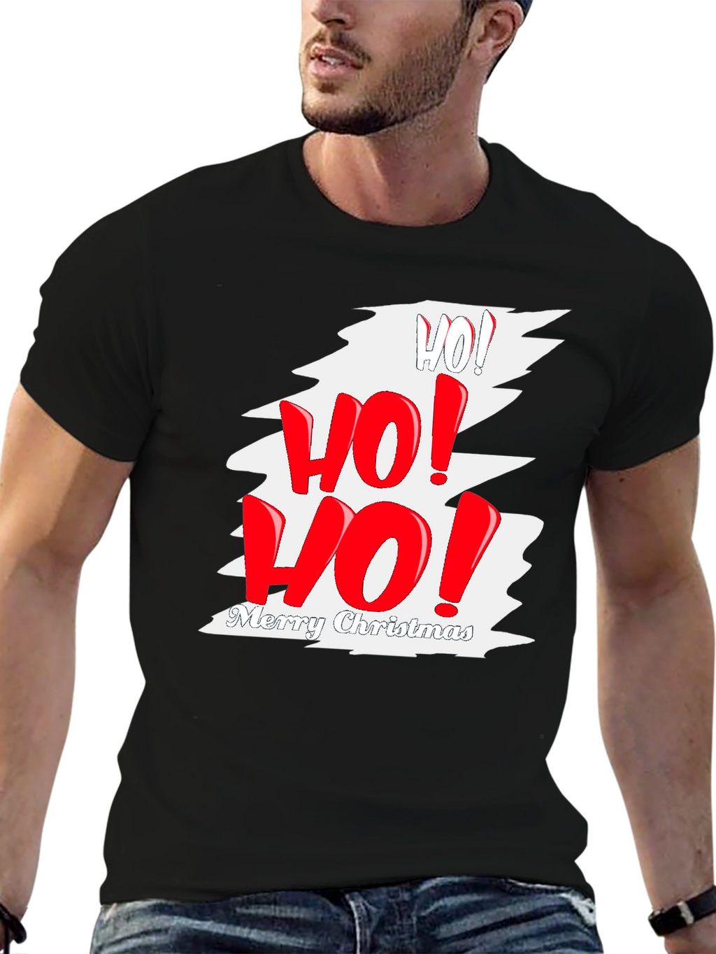 Ho! Ho! Ho! Merry Christmas Black Graphic Tee