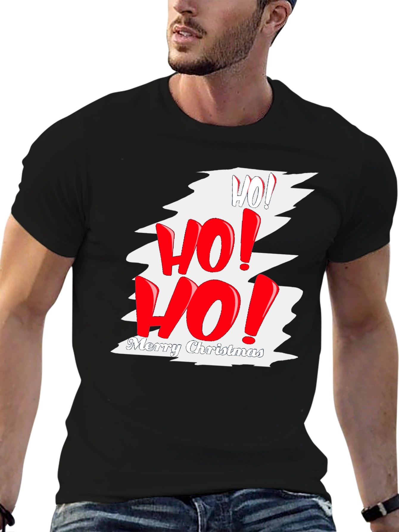 Ho! Ho! Ho! Merry Christmas Black Graphic Tee