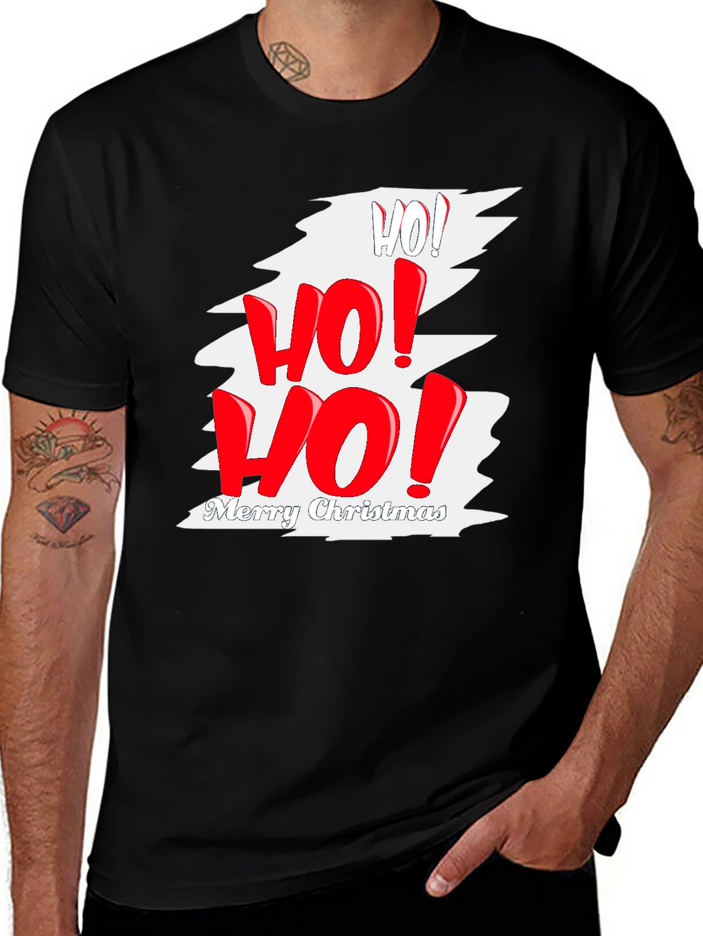 Ho! Ho! Ho! Merry Christmas Black Graphic Tee