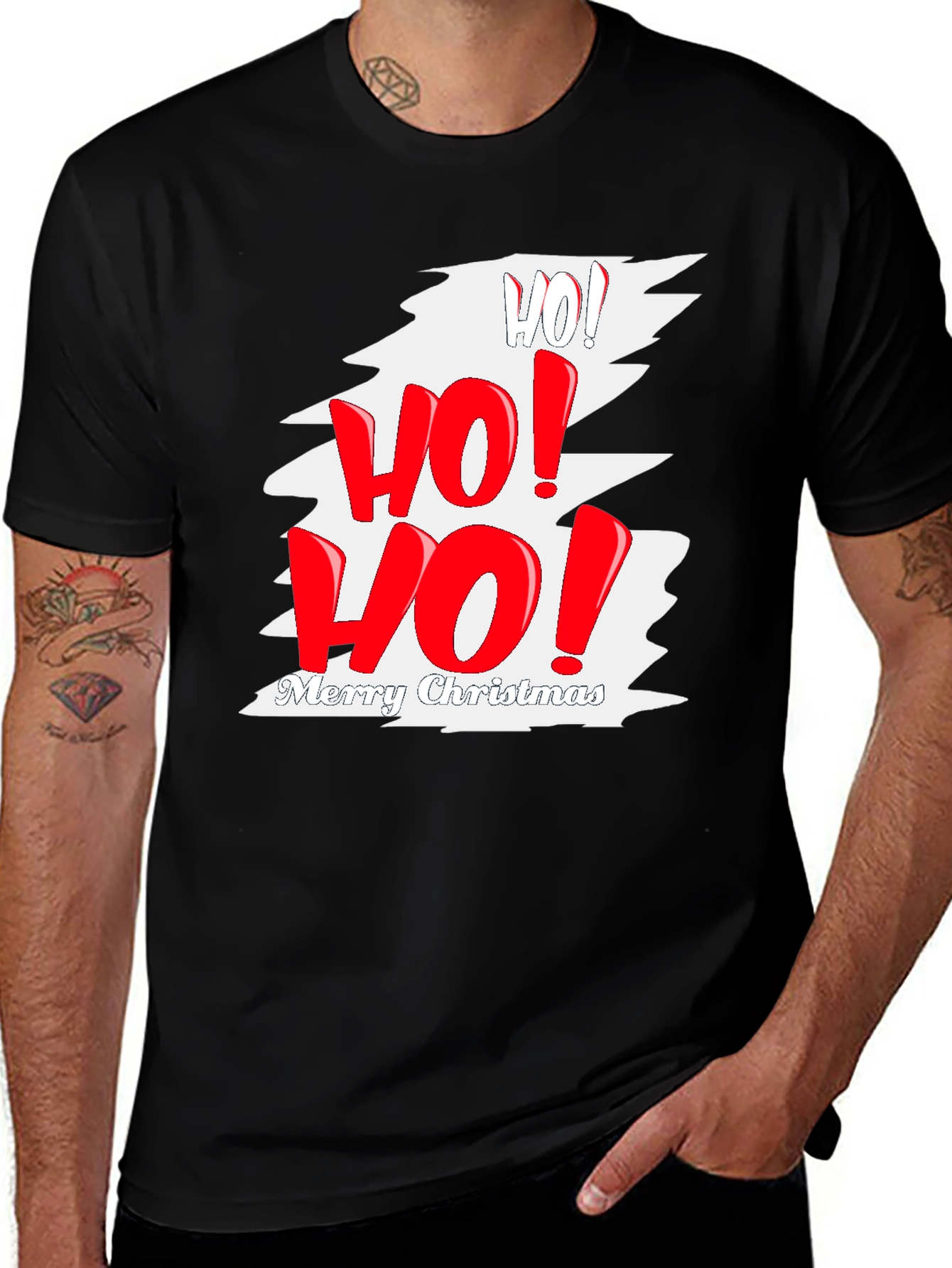 Ho! Ho! Ho! Merry Christmas Black Graphic Tee
