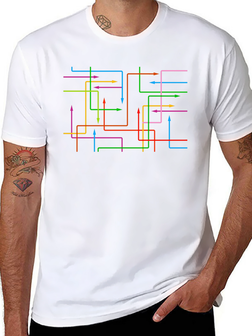 Abstract Arrow Line Black Graphic Tee