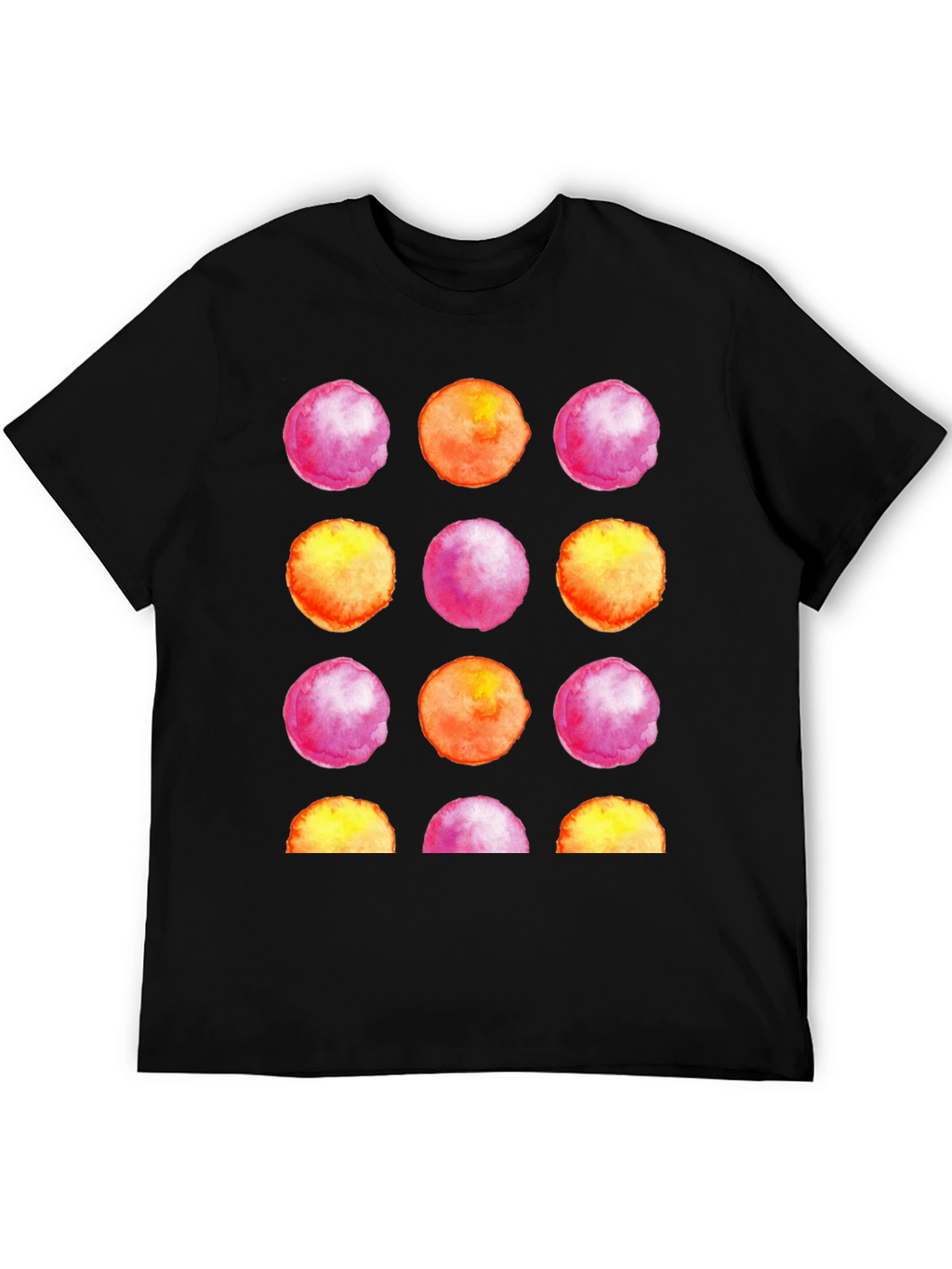 Watercolor Circles Black T-Shirt