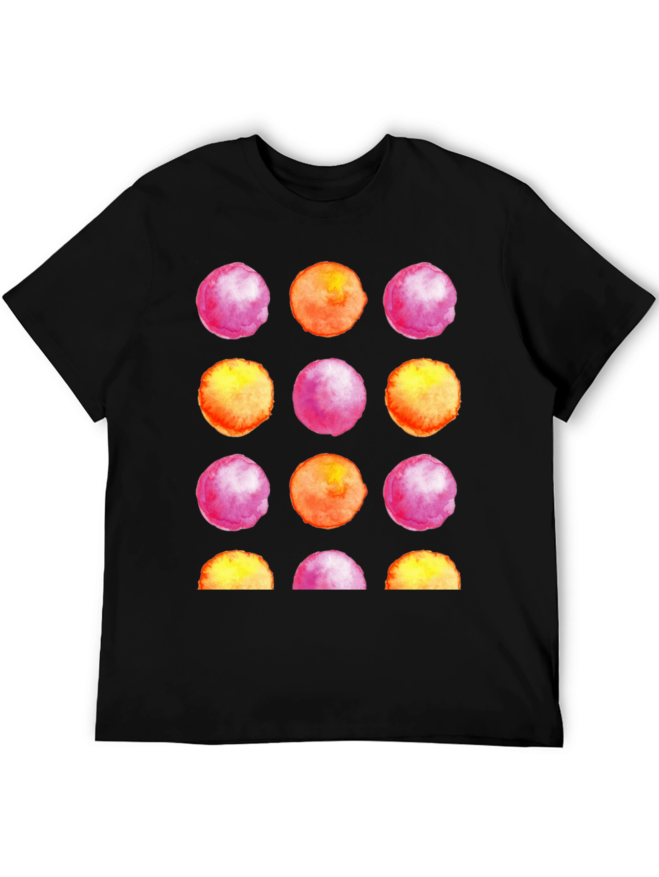 Watercolor Circles Black T-Shirt