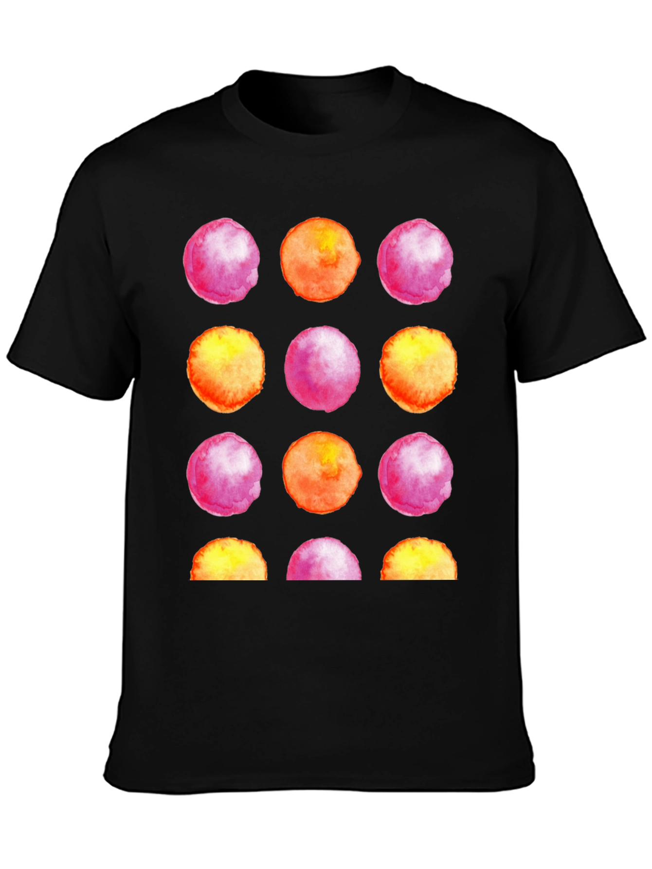Watercolor Circles Black T-Shirt