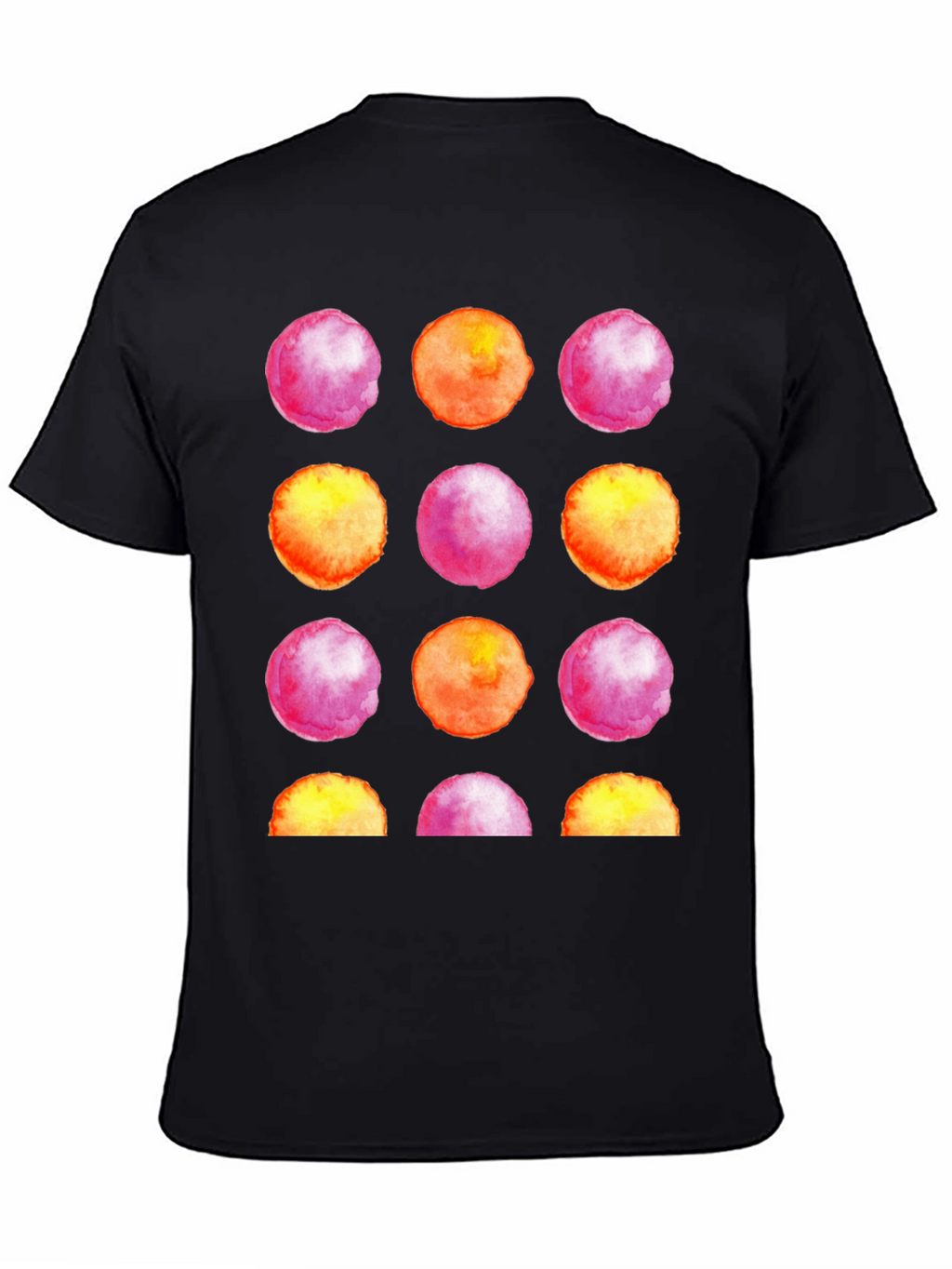 Watercolor Circles Black T-Shirt