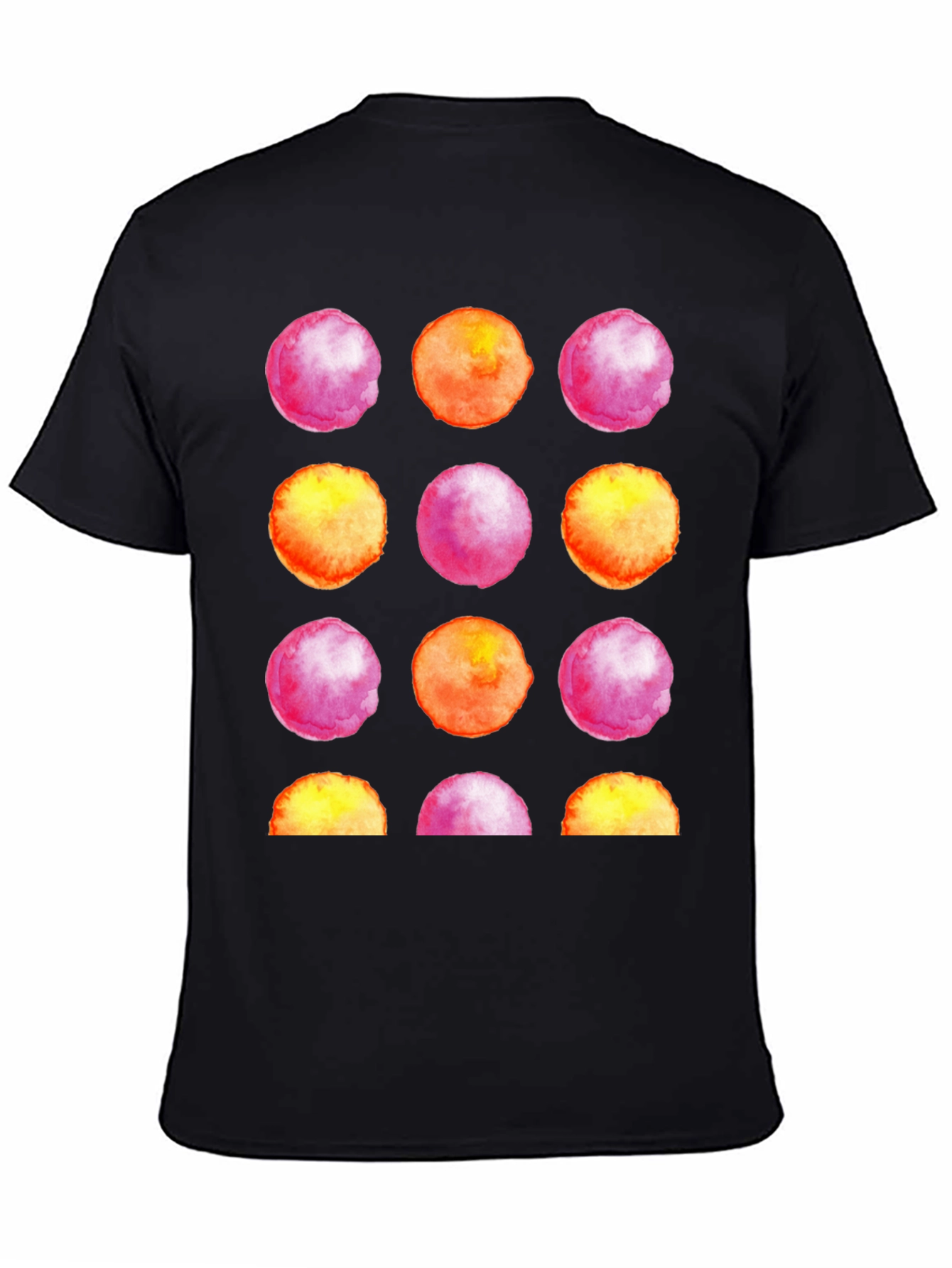 Watercolor Circles Black T-Shirt