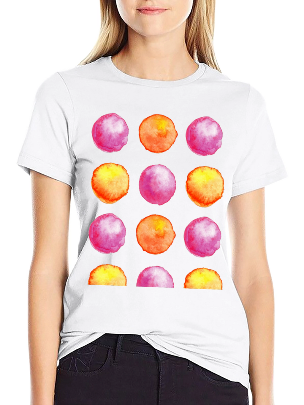 Watercolor Circles Black T-Shirt