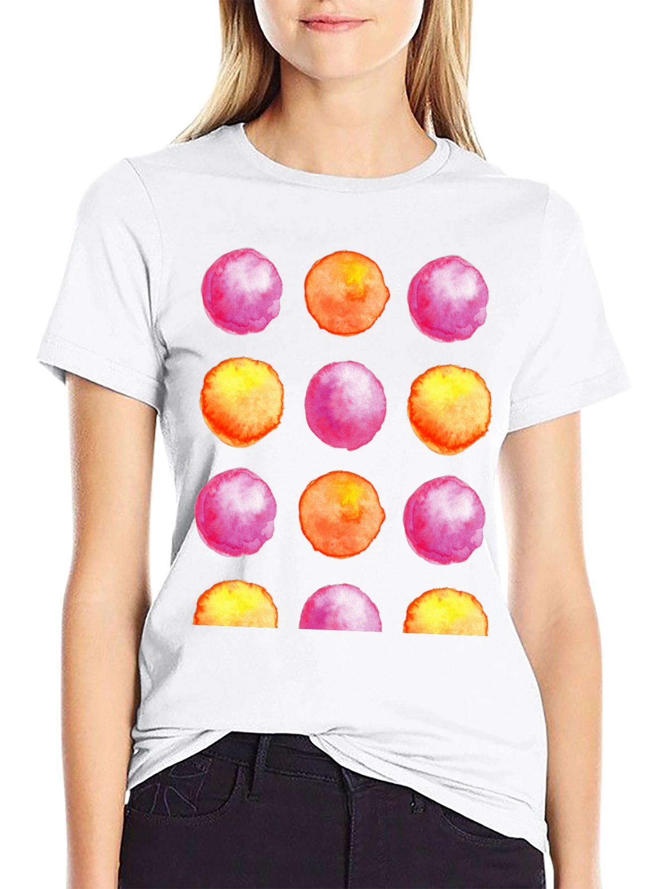 Watercolor Circles Black T-Shirt