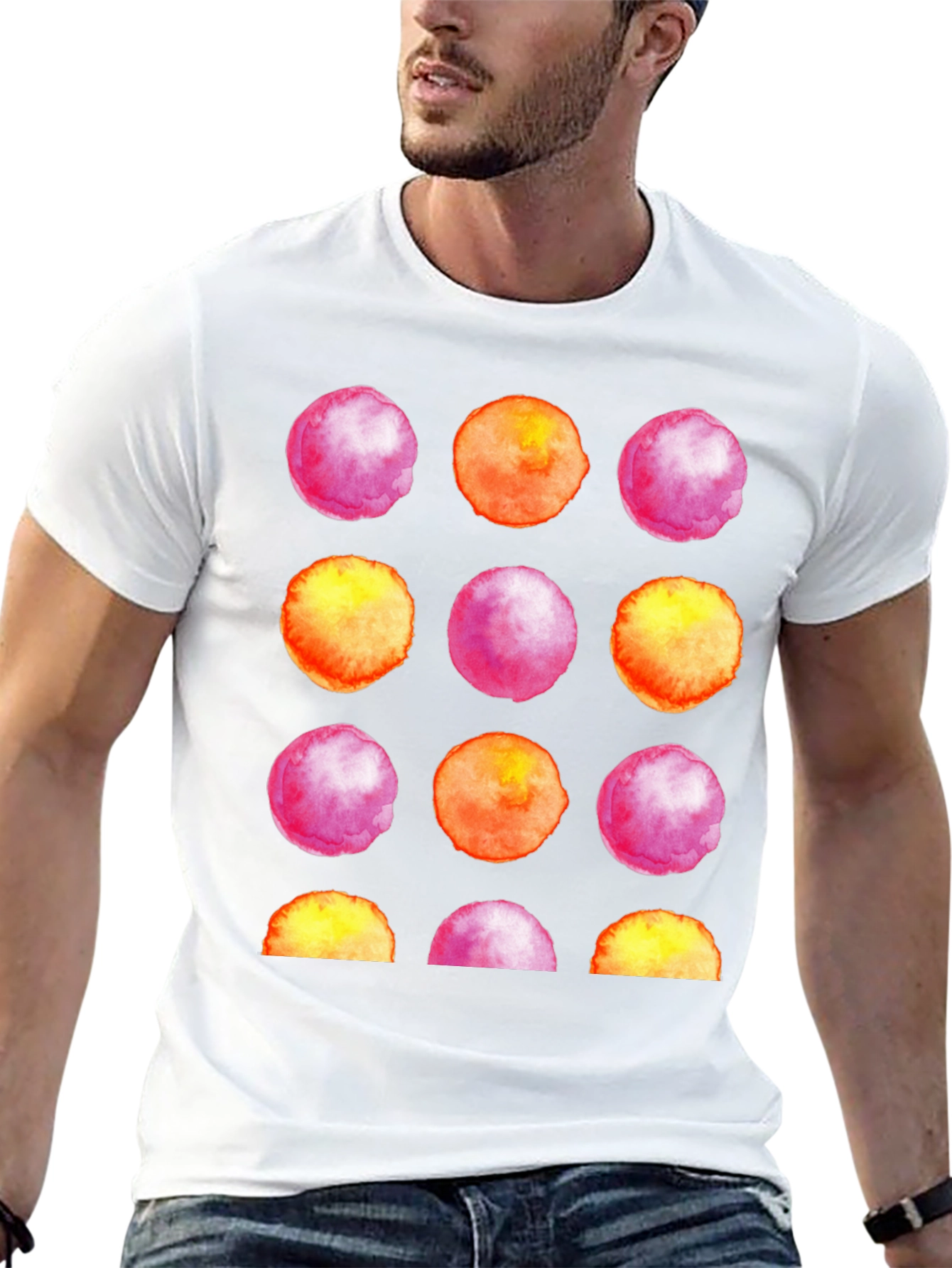Watercolor Circles Black T-Shirt