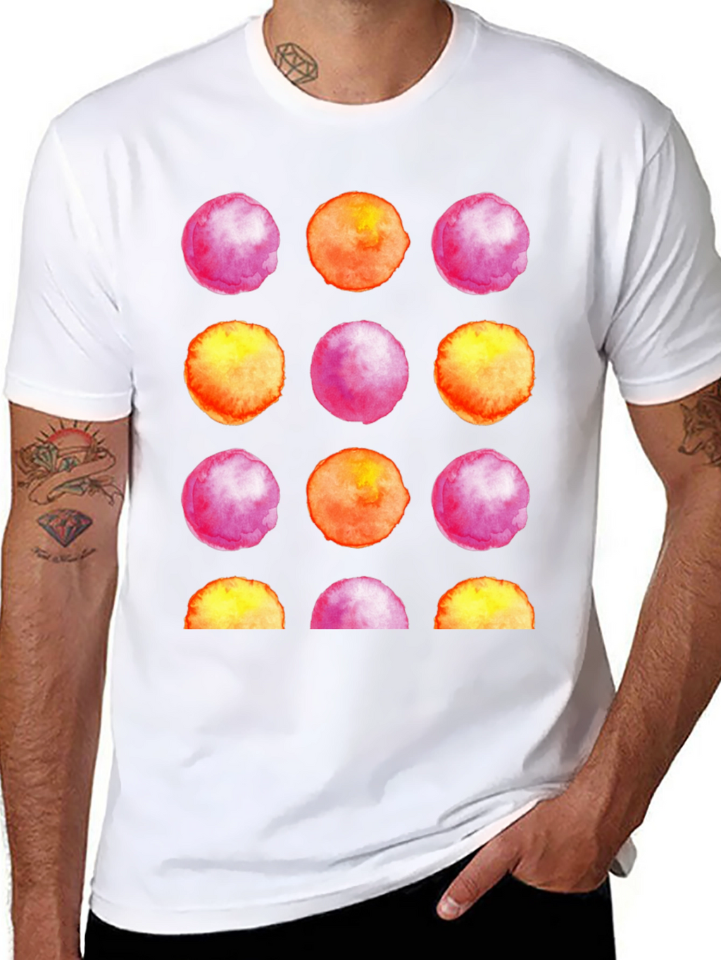 Watercolor Circles Black T-Shirt