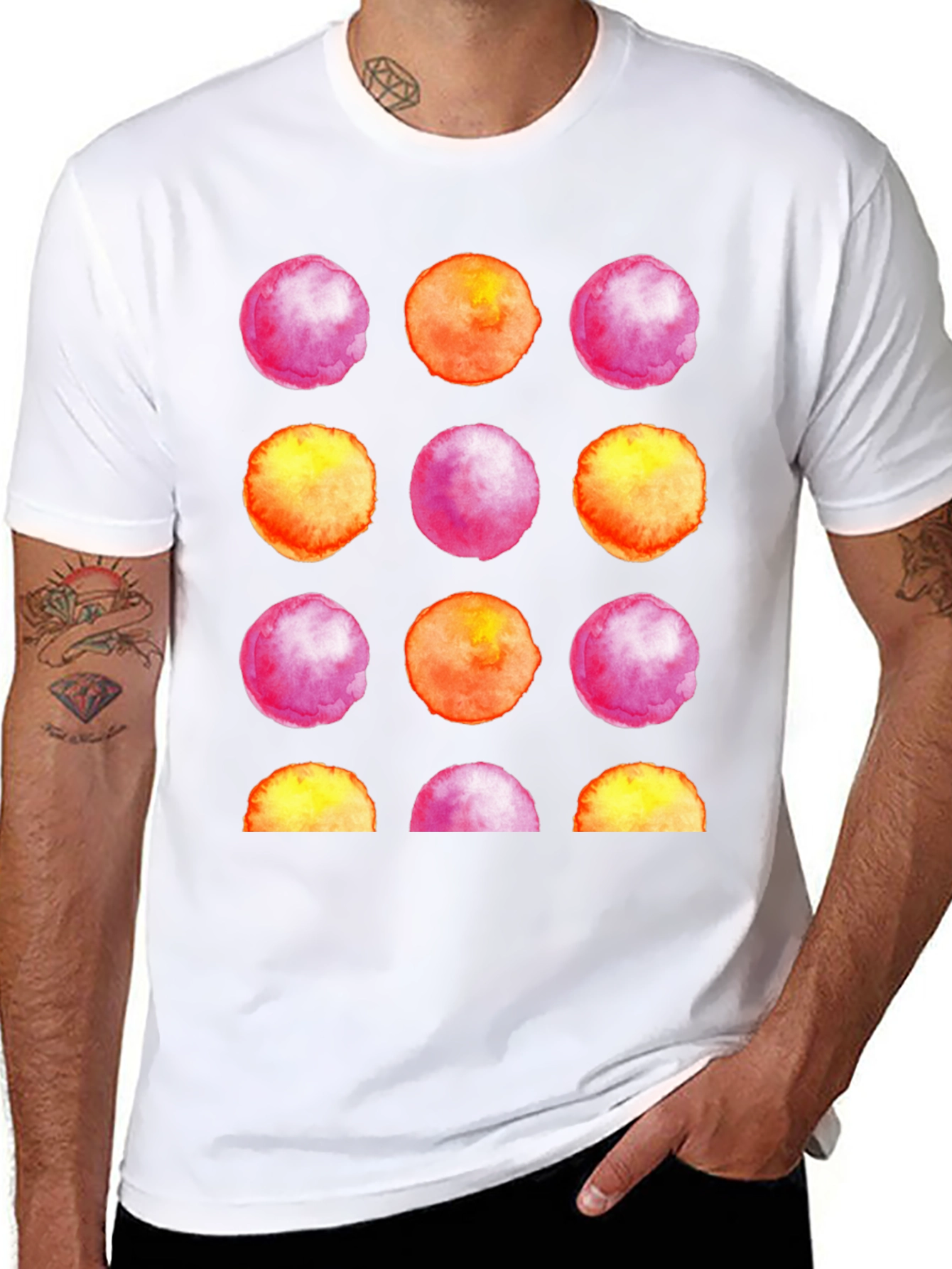 Watercolor Circles Black T-Shirt