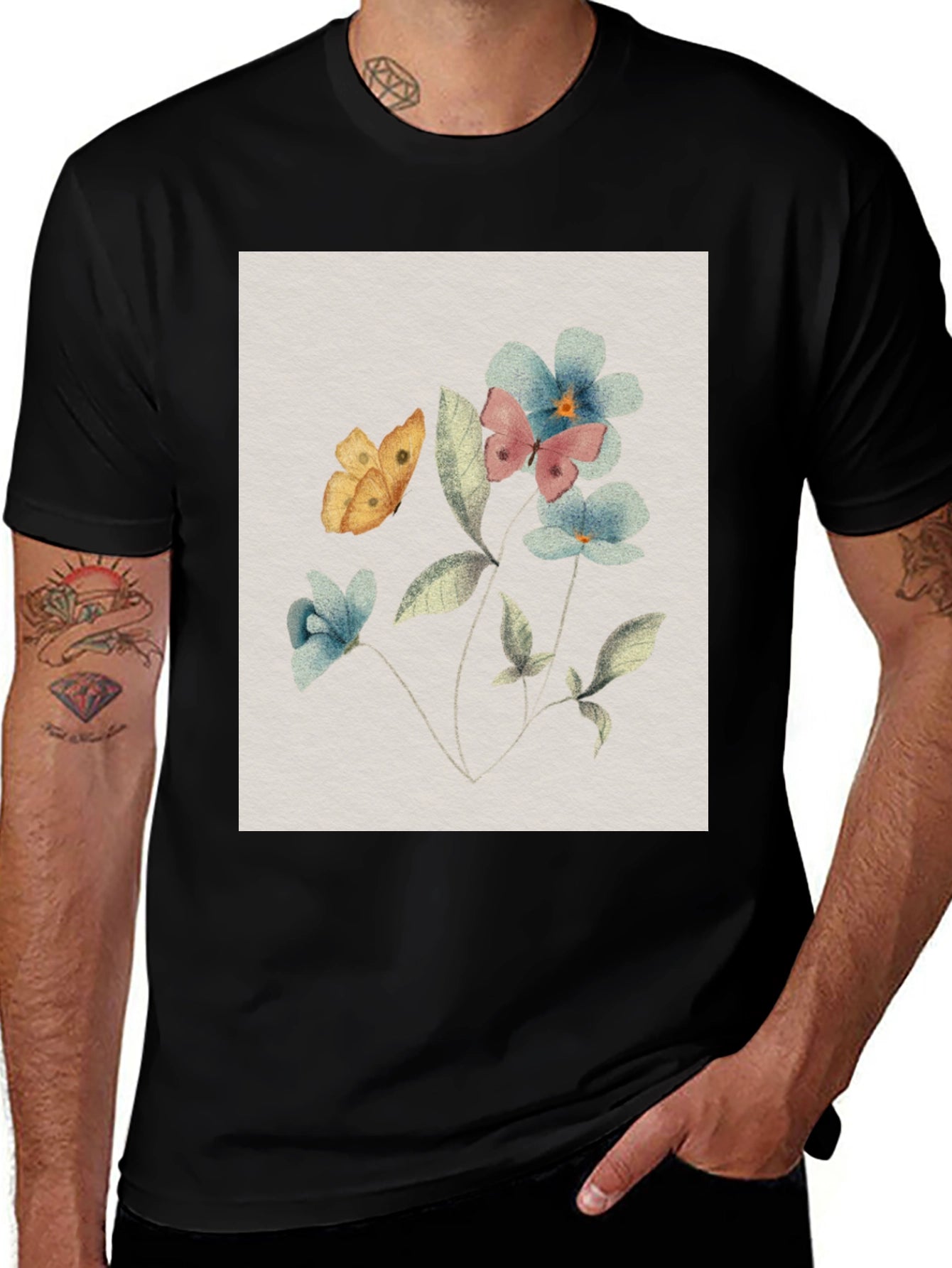 Floral Butterfly T-Shirt: Nature-Inspired Design