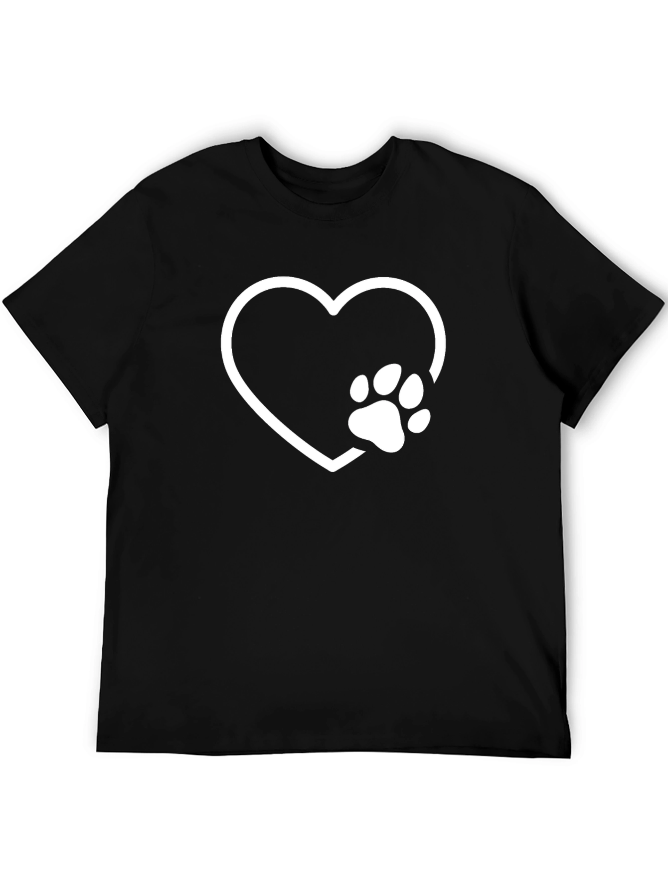 Heart Paw Print T-Shirt - Black
