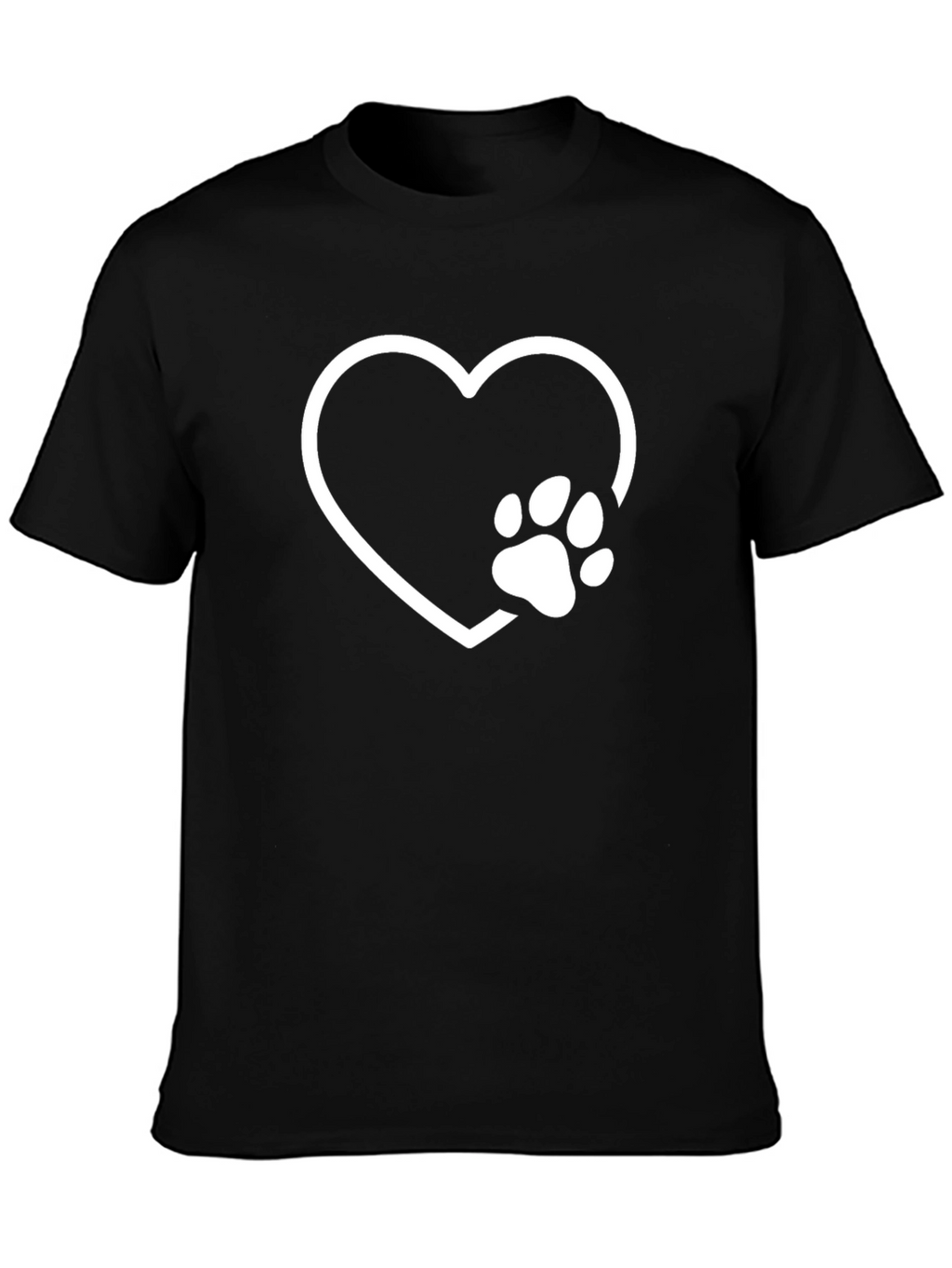 Heart Paw Print T-Shirt - Black