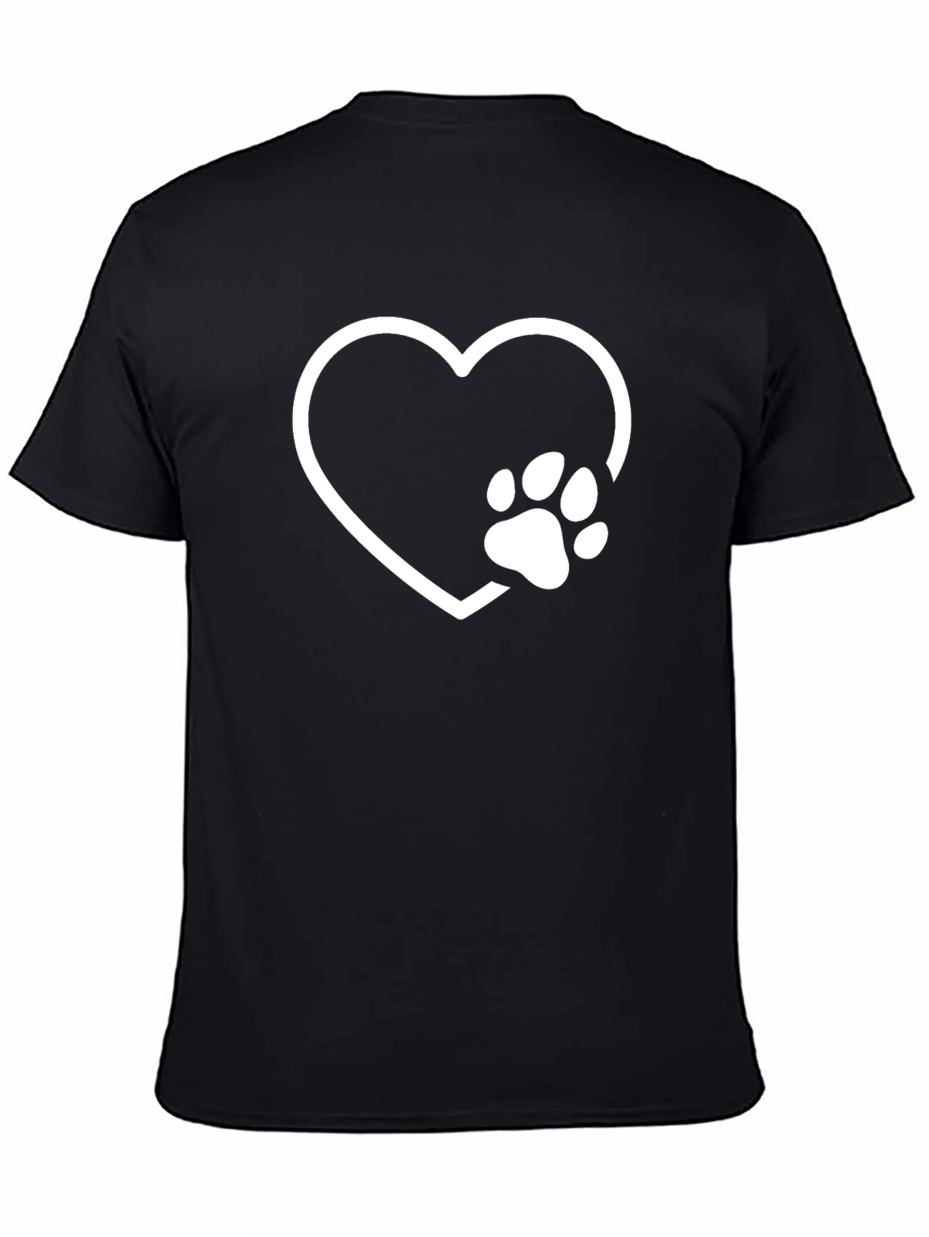 Heart Paw Print T-Shirt - Black