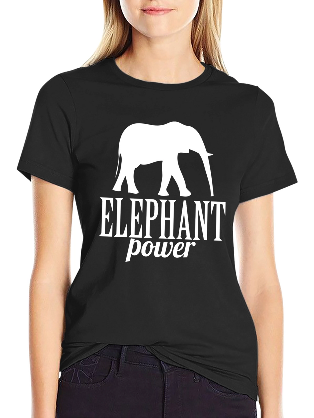 Elephant Power Graphic Tee - Black Cotton T-Shirt