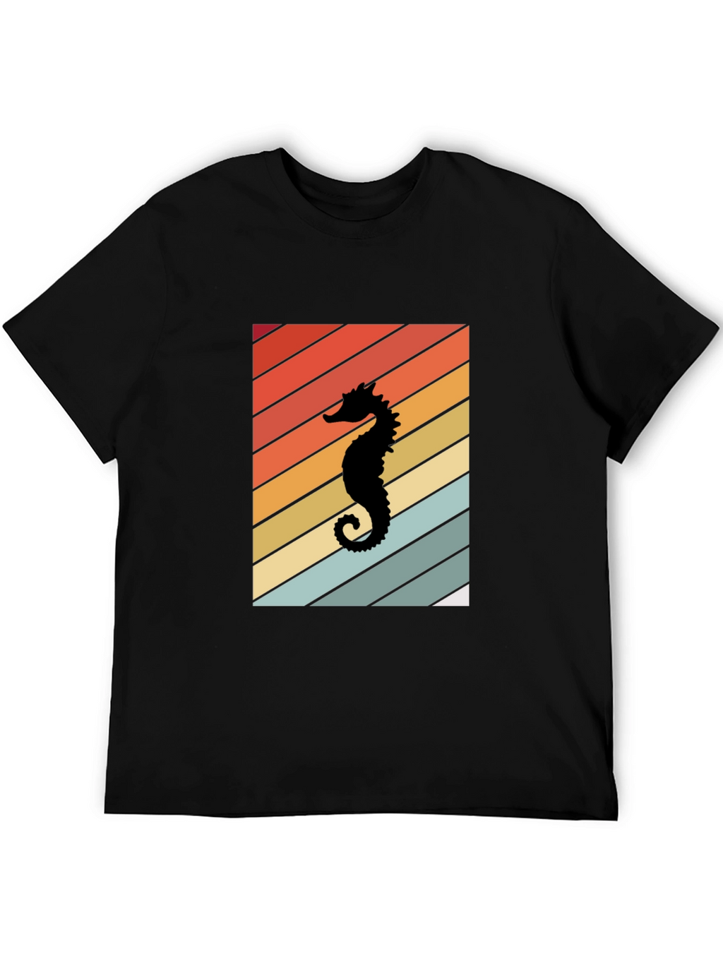 Retro Seahorse Graphic Tee - Black Unisex T-Shirt