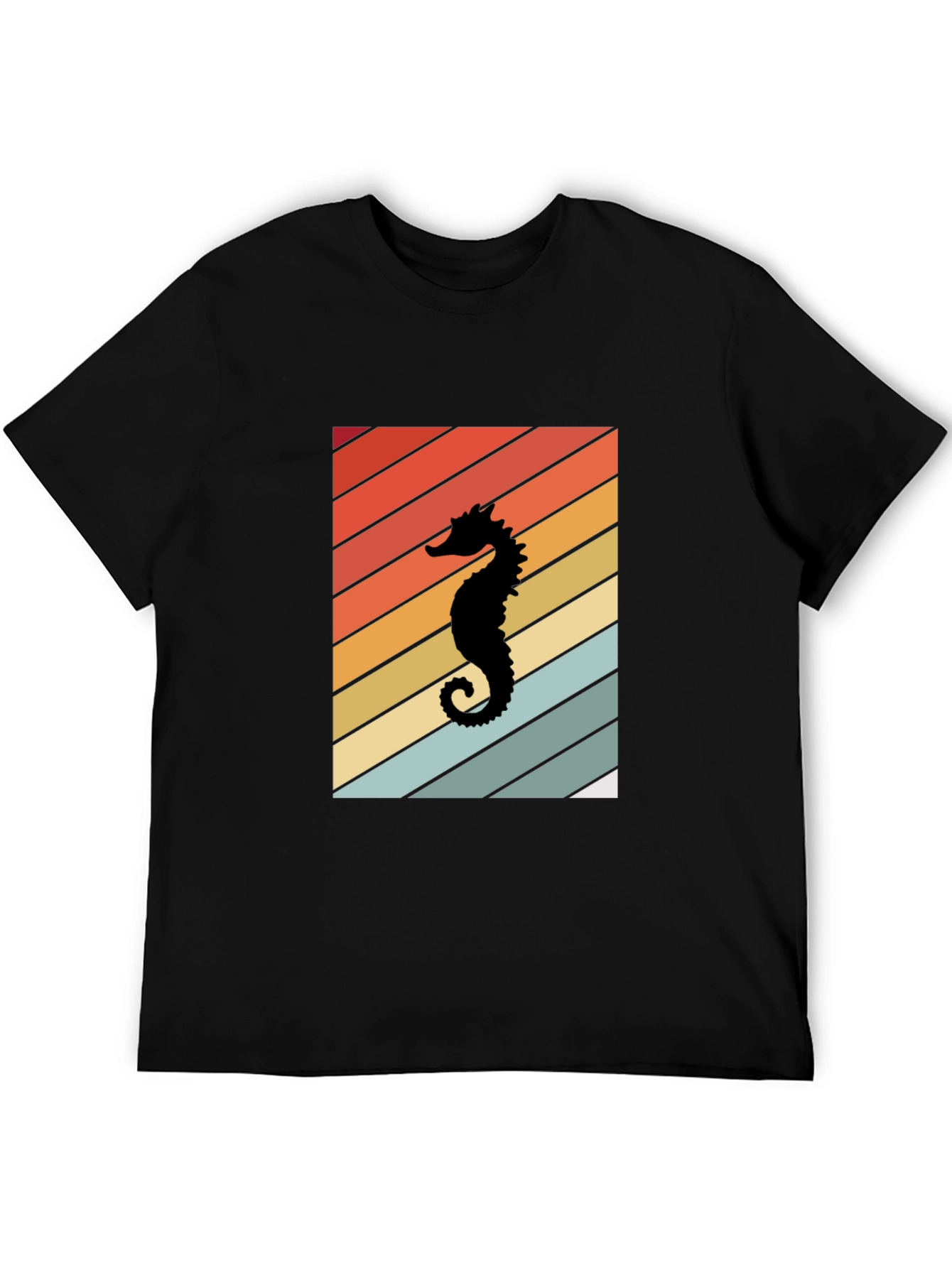 Retro Seahorse Graphic Tee - Black Unisex T-Shirt