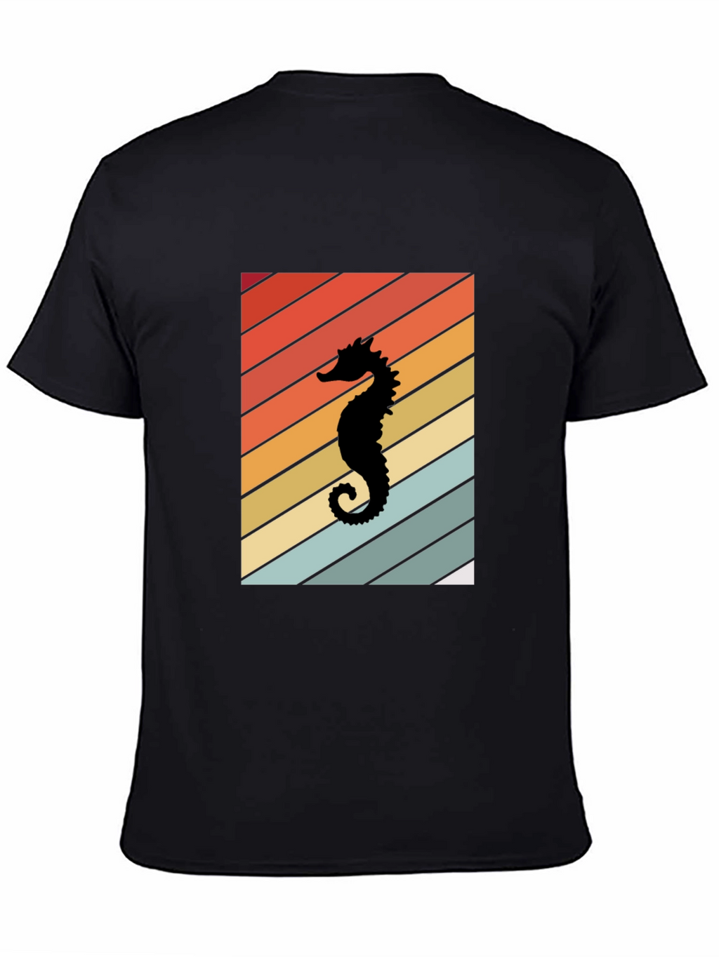 Retro Seahorse Graphic Tee - Black Unisex T-Shirt