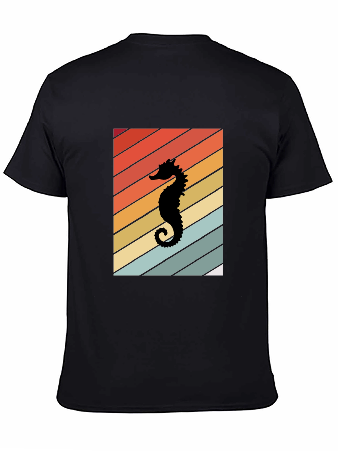 Retro Seahorse Graphic Tee - Black Unisex T-Shirt