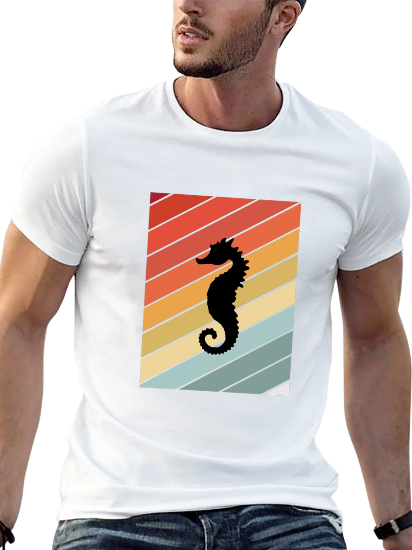 Retro Seahorse Graphic Tee - Black Unisex T-Shirt