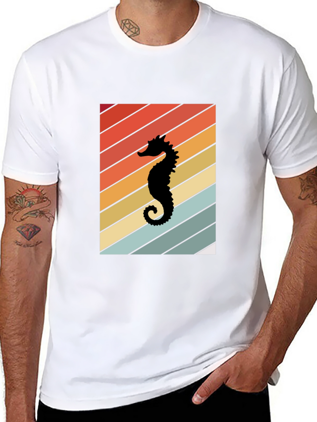 Retro Seahorse Graphic Tee - Black Unisex T-Shirt