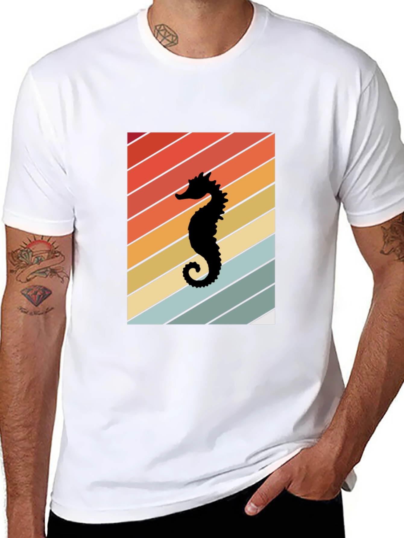 Retro Seahorse Graphic Tee - Black Unisex T-Shirt