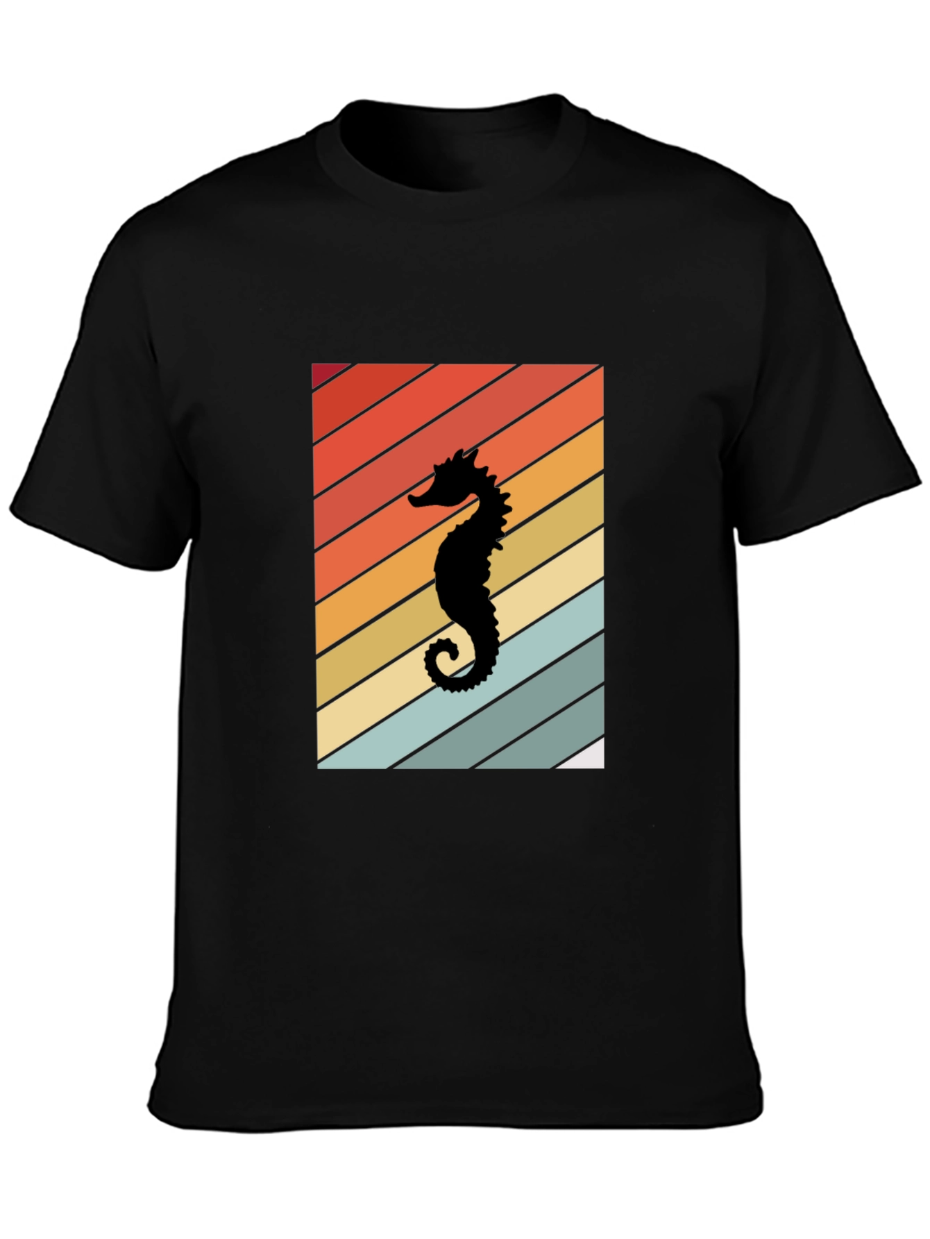 Retro Seahorse Graphic Tee - Black Unisex T-Shirt