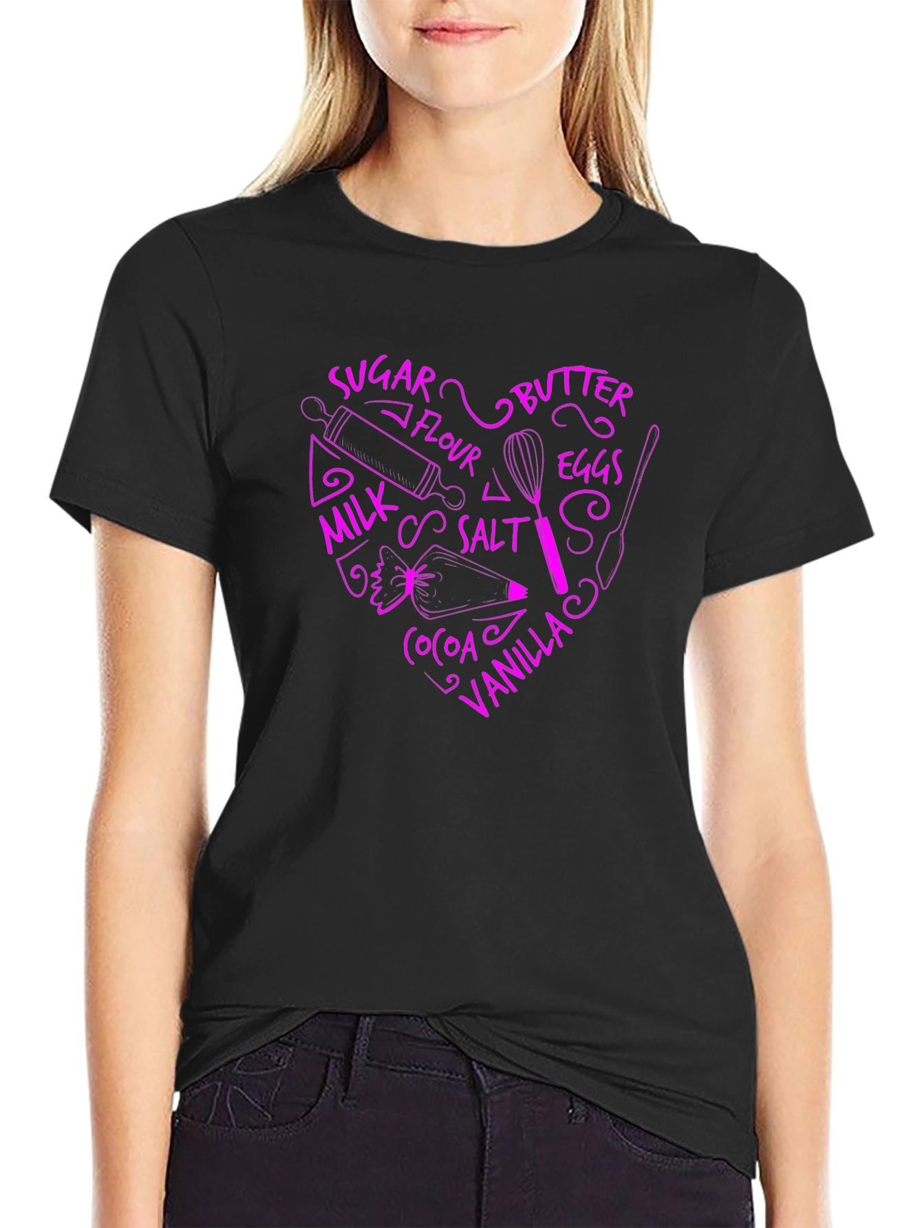 Baking Ingredients Heart Graphic T-Shirt