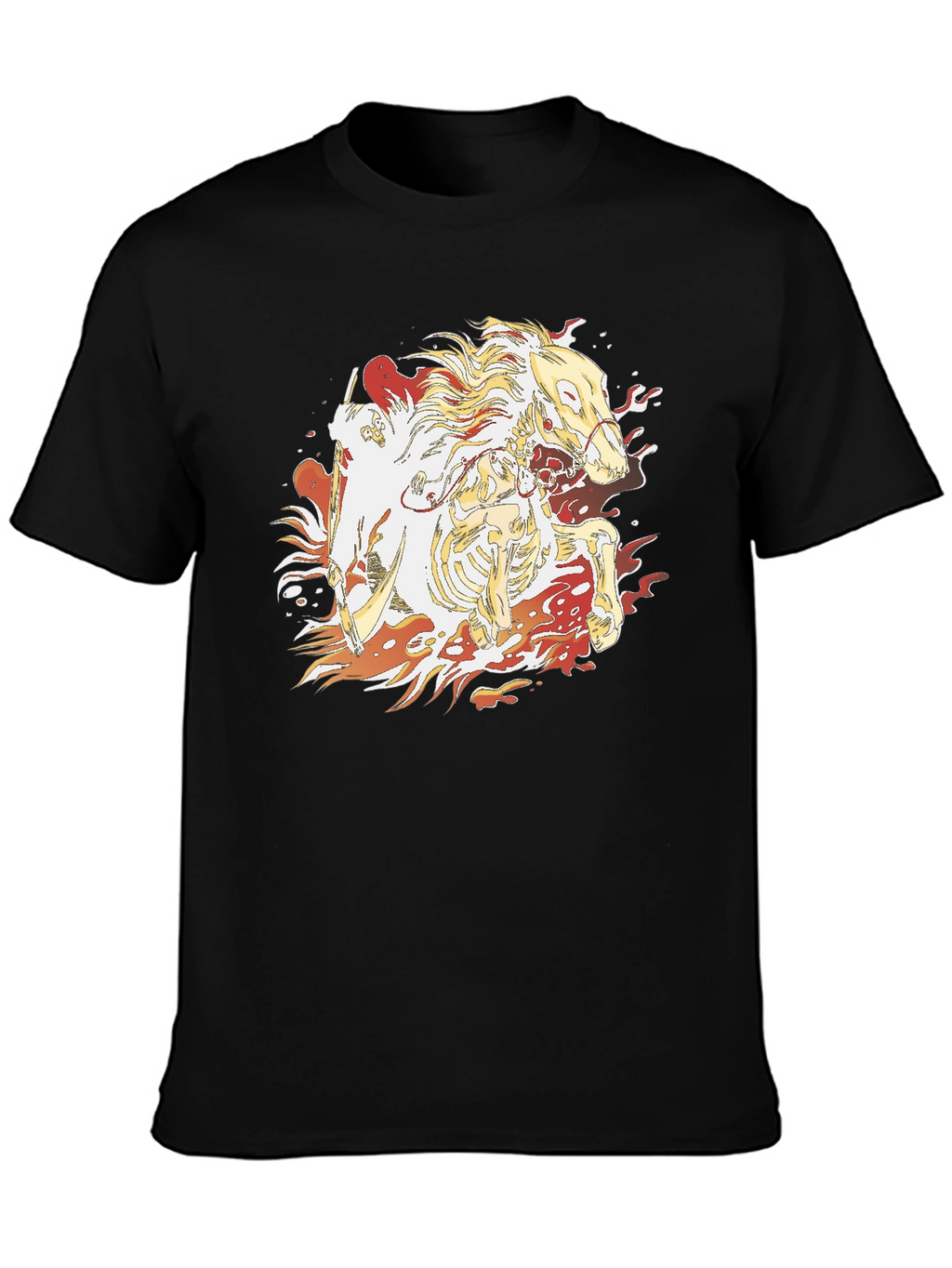 Fiery Skeleton Horse Graphic T-Shirt