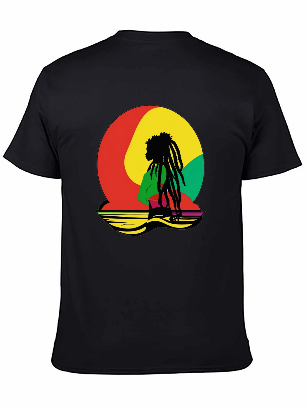 Rasta Reggae Graphic Tee - Black Cotton Blend