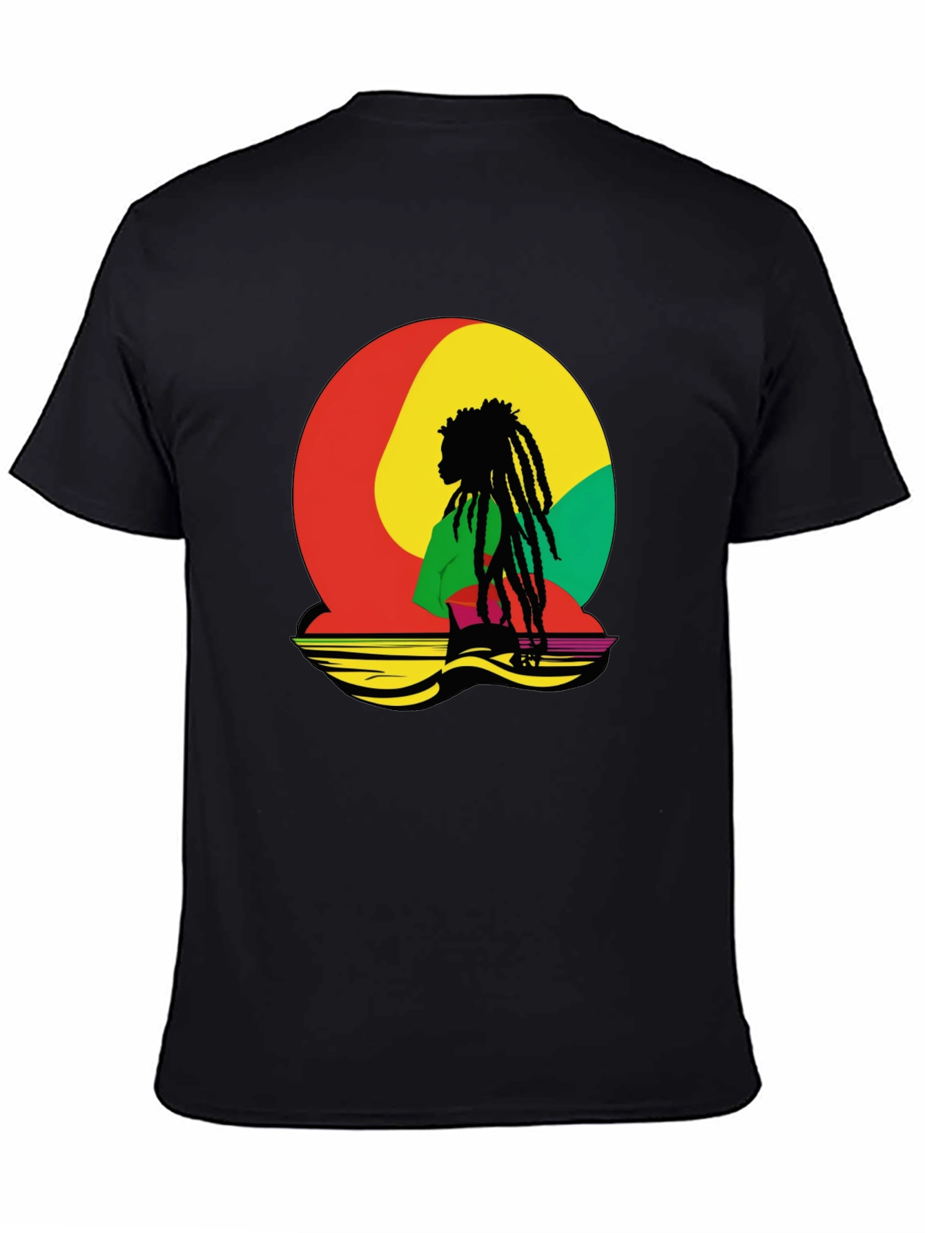 Rasta Reggae Graphic Tee - Black Cotton Blend