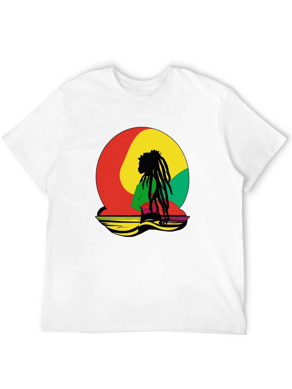 Rasta Reggae Graphic Tee - Black Cotton Blend