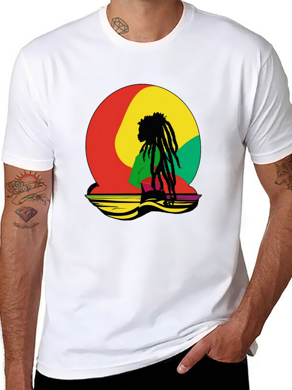 Rasta Reggae Graphic Tee - Black Cotton Blend