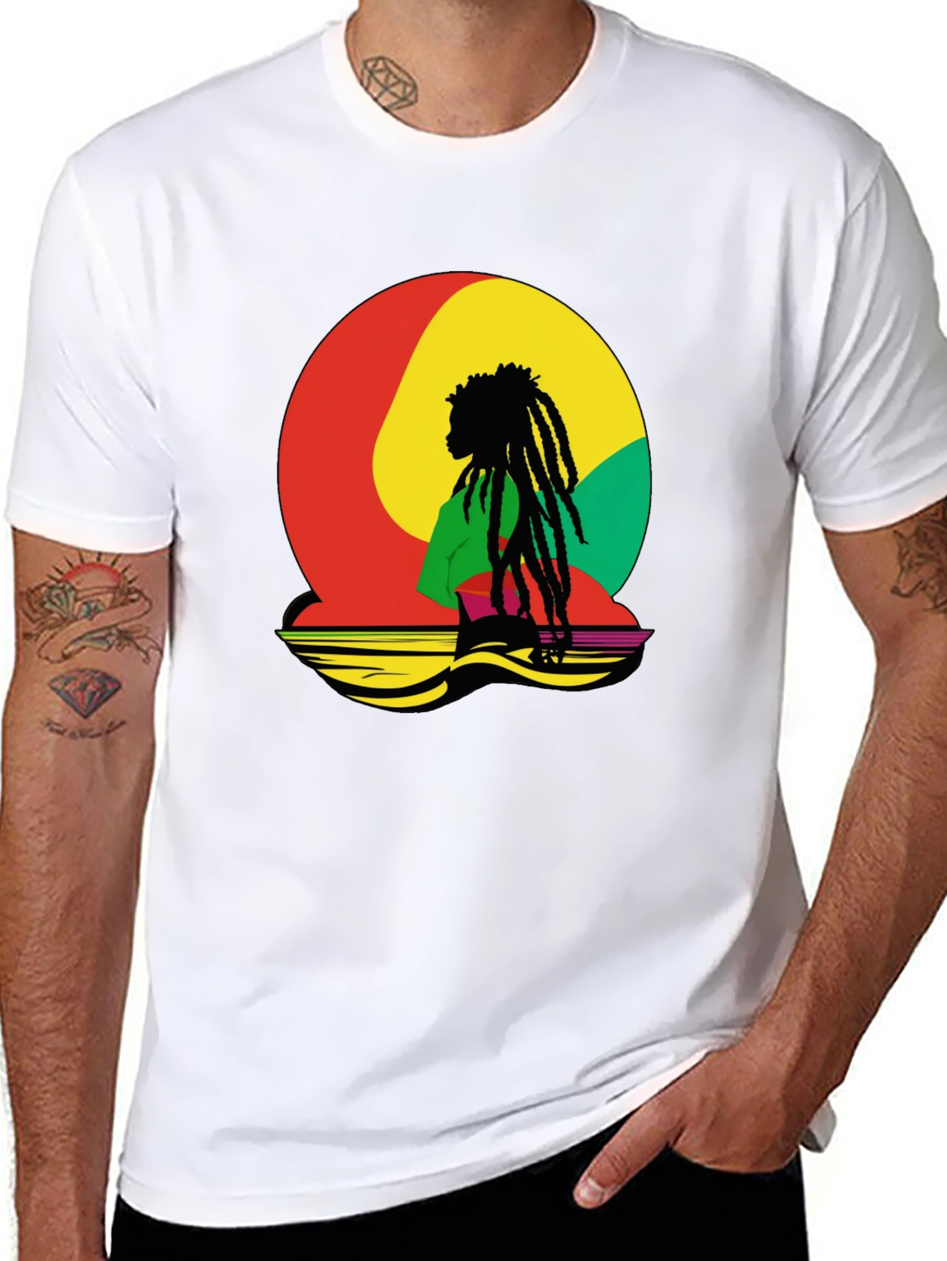 Rasta Reggae Graphic Tee - Black Cotton Blend