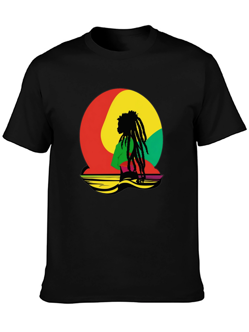 Rasta Reggae Graphic Tee - Black Cotton Blend