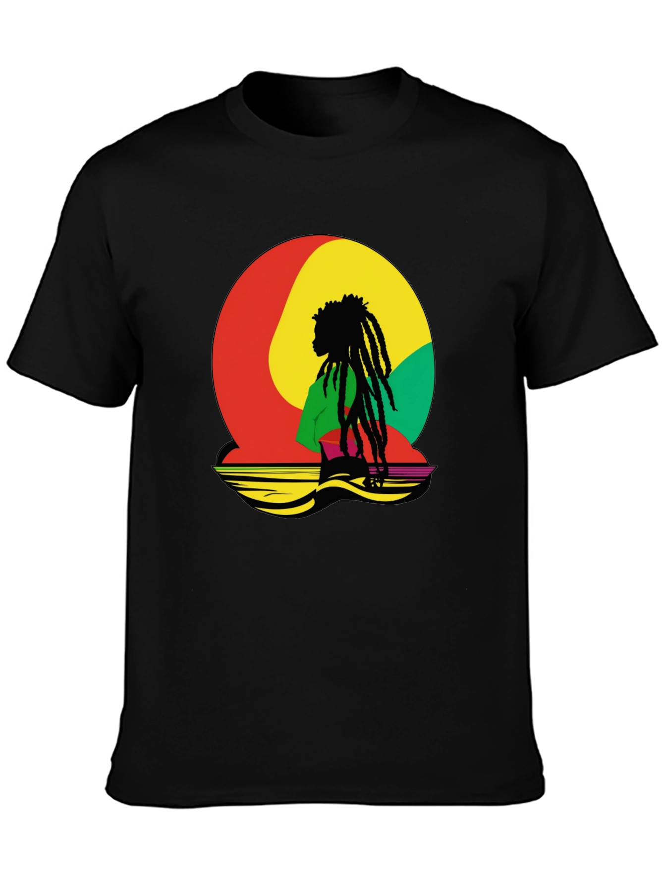 Rasta Reggae Graphic Tee - Black Cotton Blend