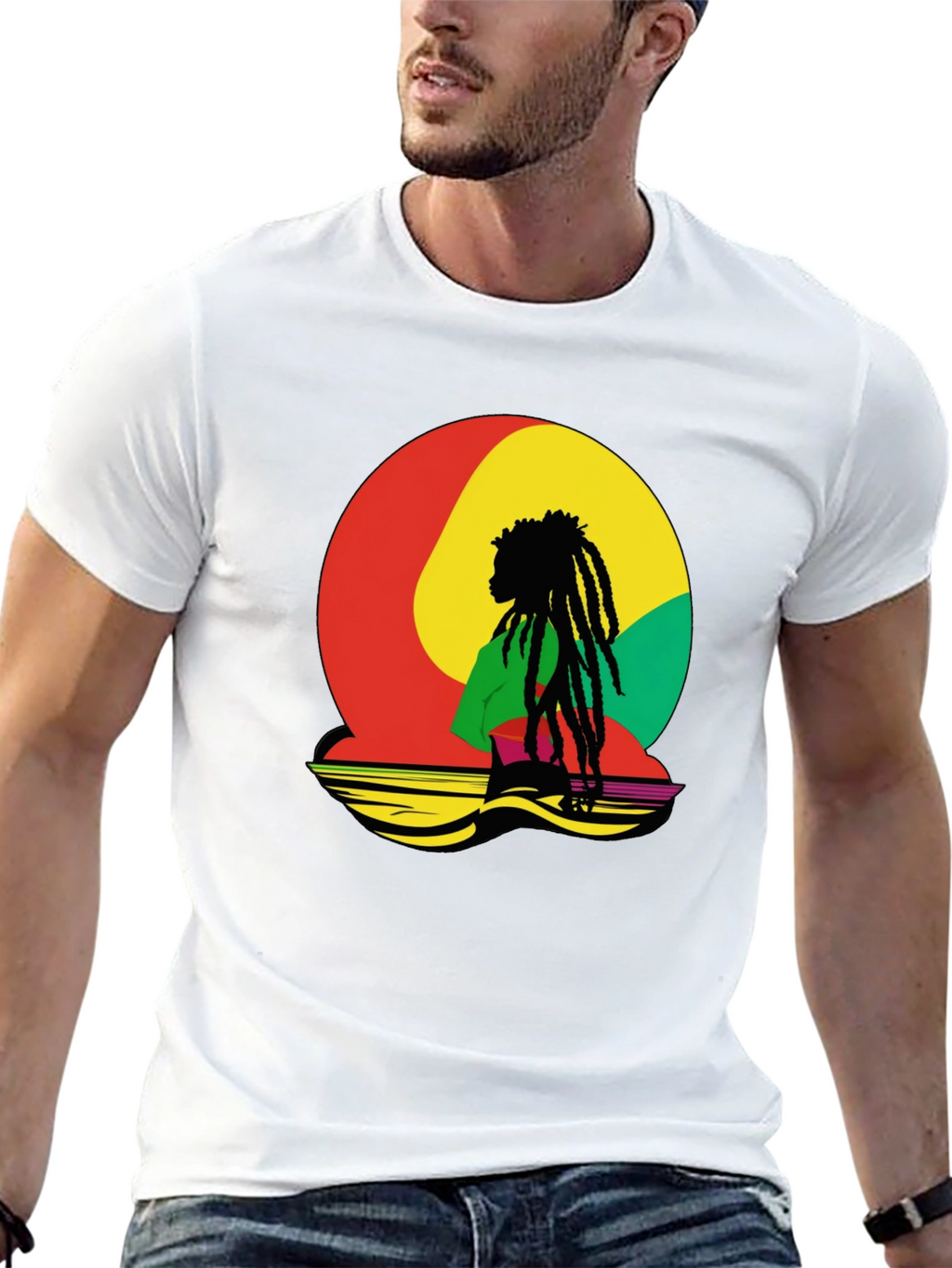 Rasta Reggae Graphic Tee - Black Cotton Blend