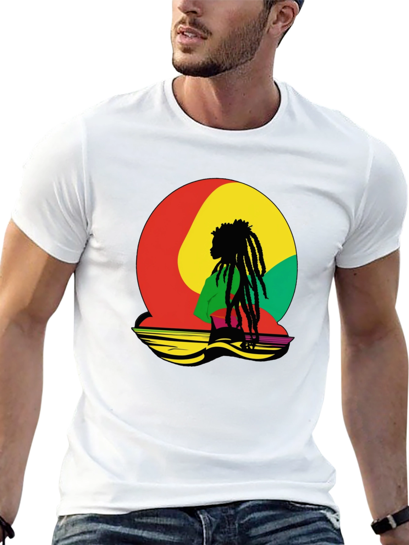 Rasta Reggae Graphic Tee - Black Cotton Blend