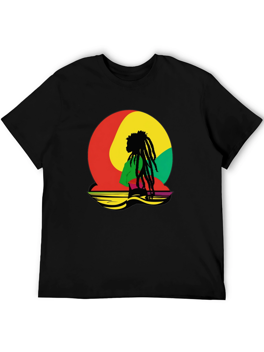 Rasta Reggae Graphic Tee - Black Cotton Blend