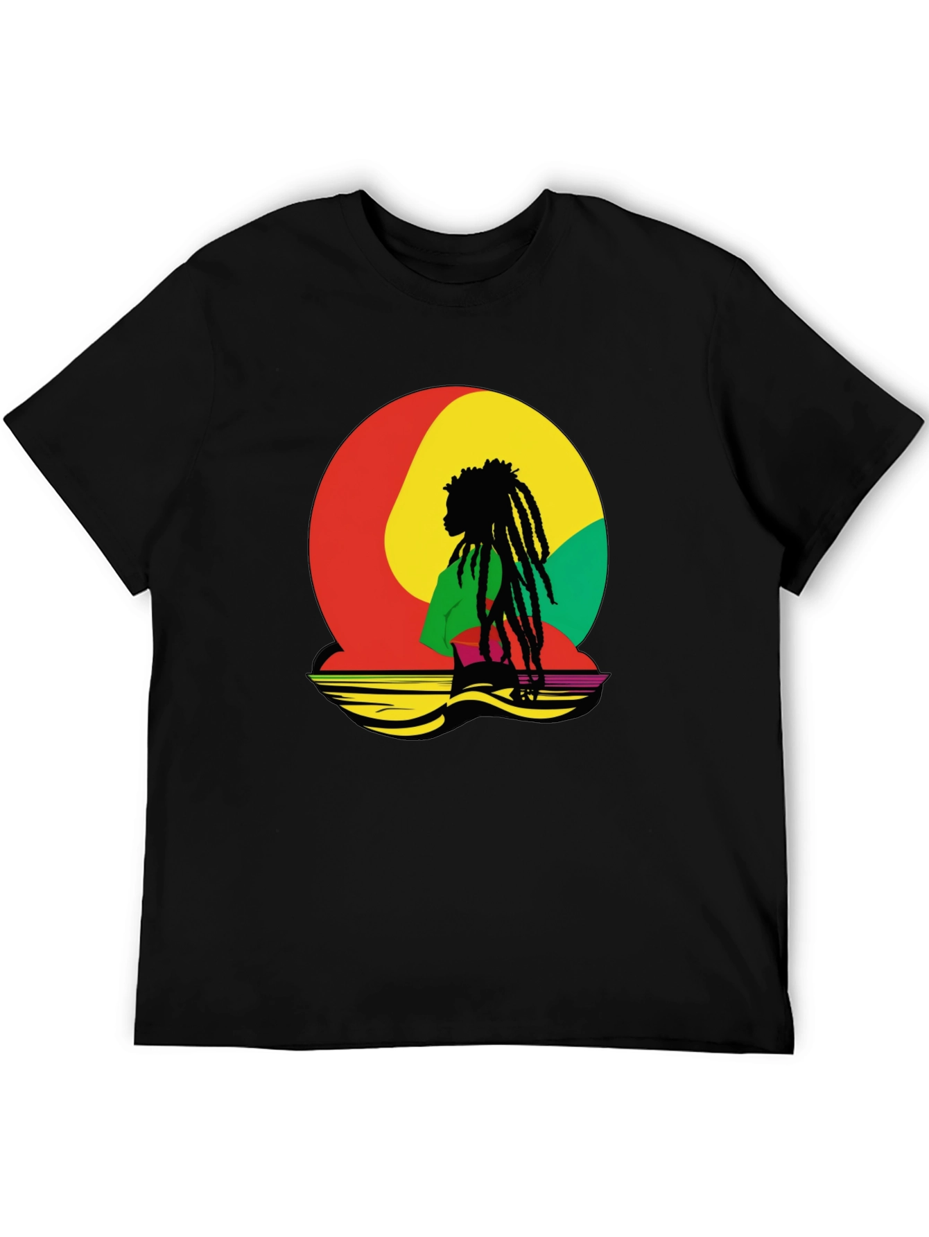 Rasta Reggae Graphic Tee - Black Cotton Blend