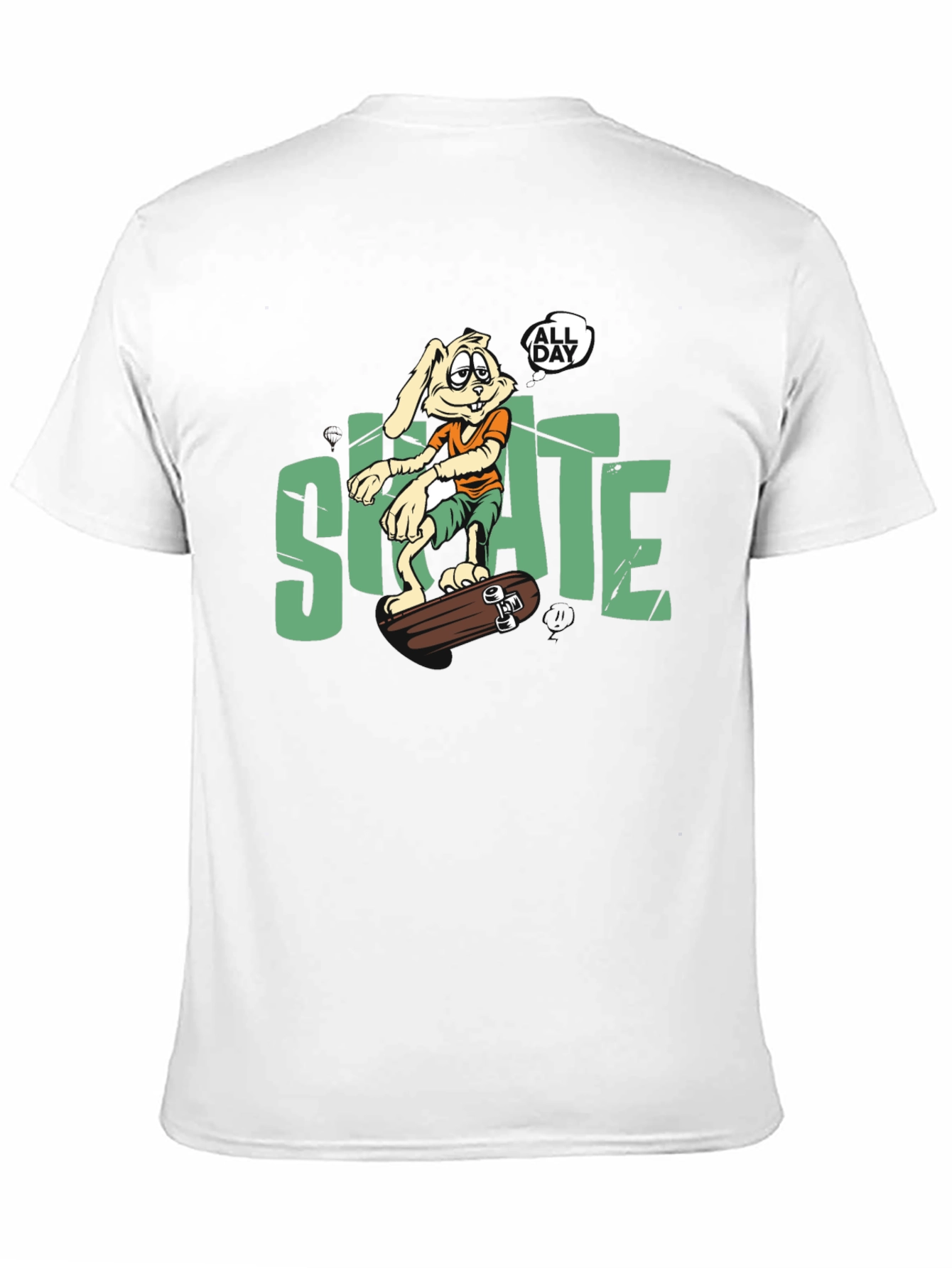 Skate All Day T-Shirt: Bunny Skateboarder