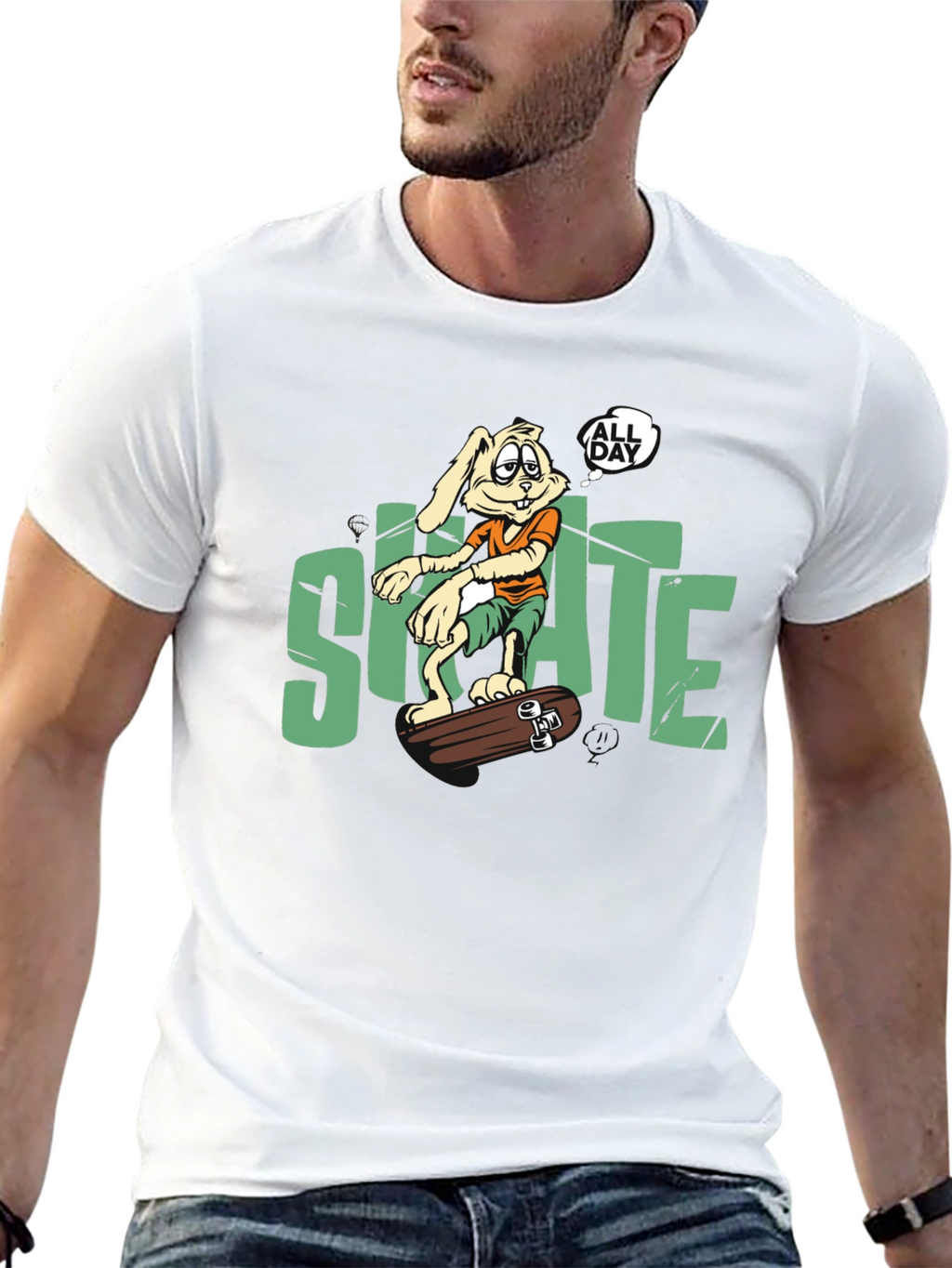 Skate All Day T-Shirt: Bunny Skateboarder