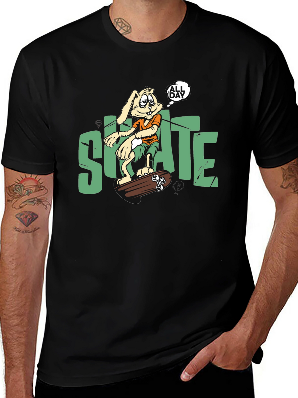 Skate All Day T-Shirt: Bunny Skateboarder